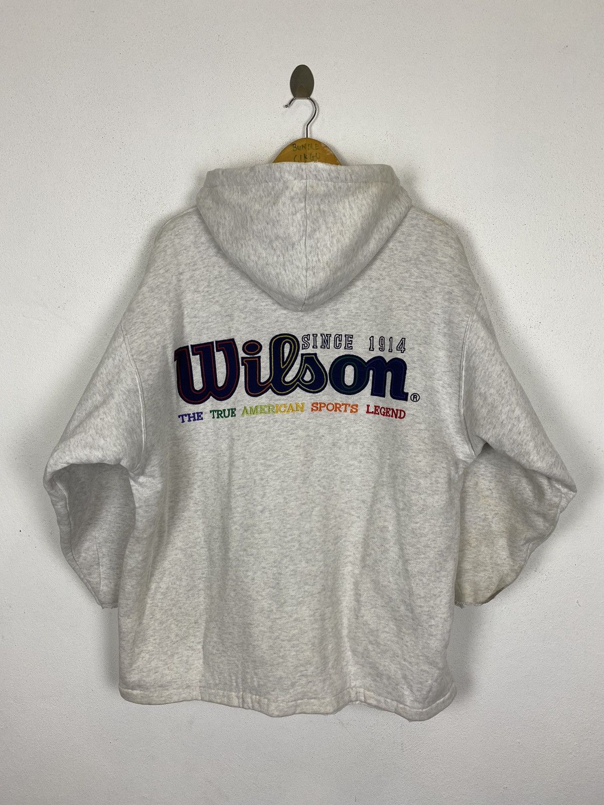Vintage × Wilson GK147 VINTAGE WILSON EMBROIDED BIG LOGO HODDIES Size US XL / EU 56 / 4 - 2 Thumbnail