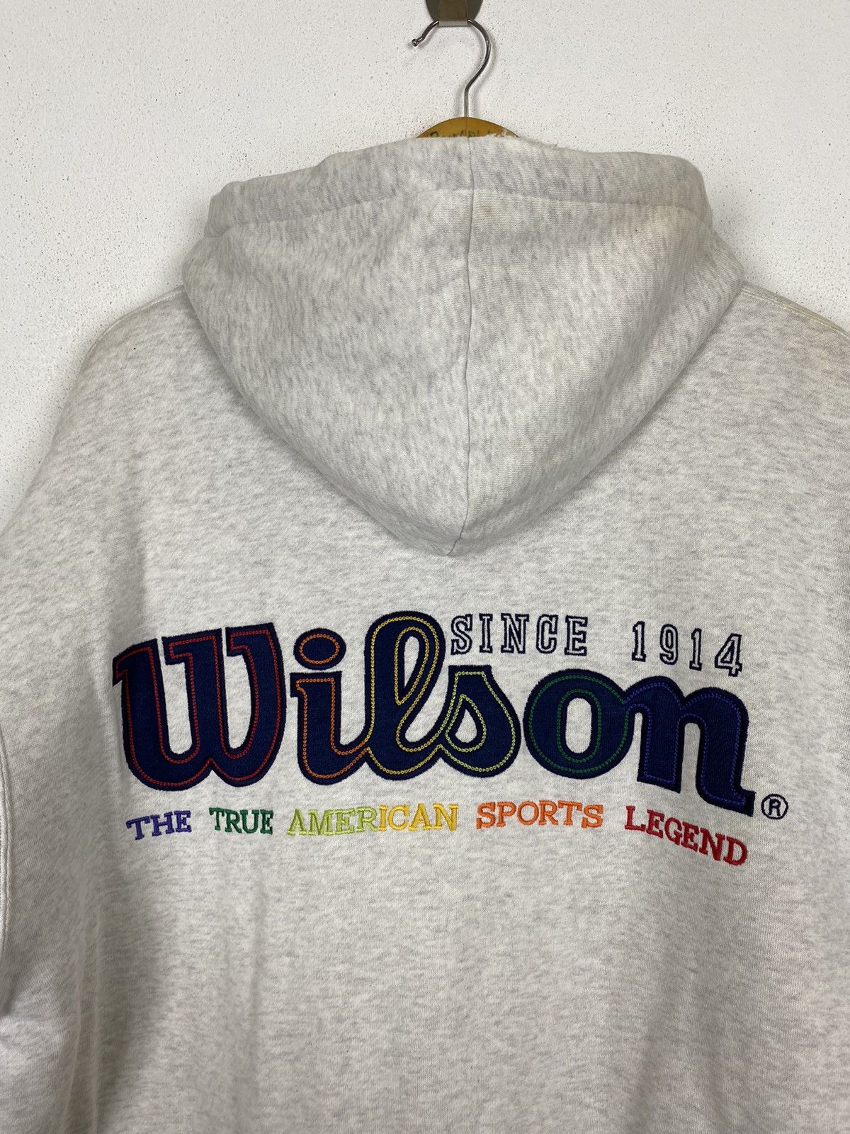 Vintage × Wilson GK147 VINTAGE WILSON EMBROIDED BIG LOGO HODDIES Size US XL / EU 56 / 4 - 4 Thumbnail