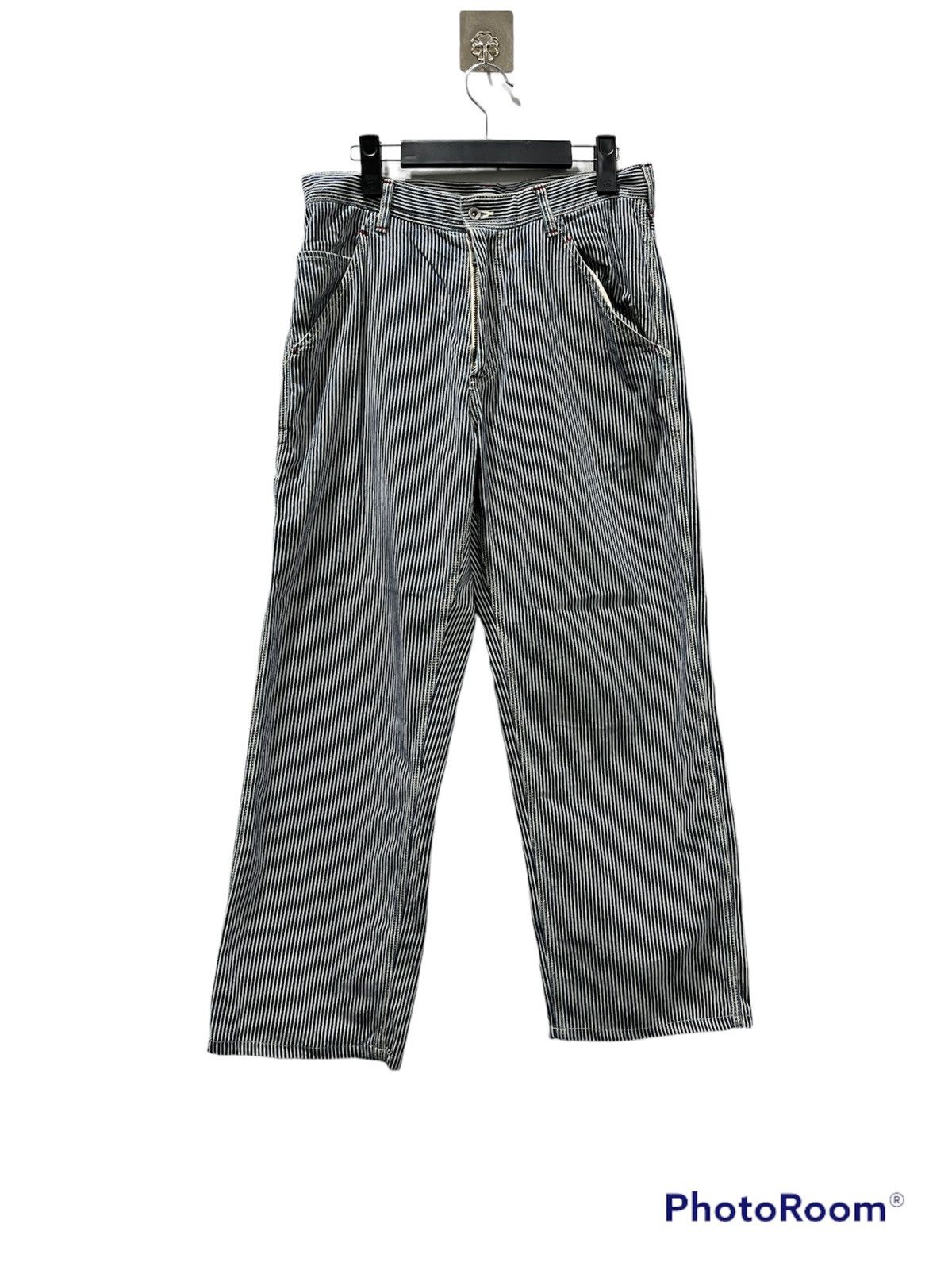 image of District United Arrows x United Arrows District United Arrow Workwear Carpenter Pants in Blue Strip