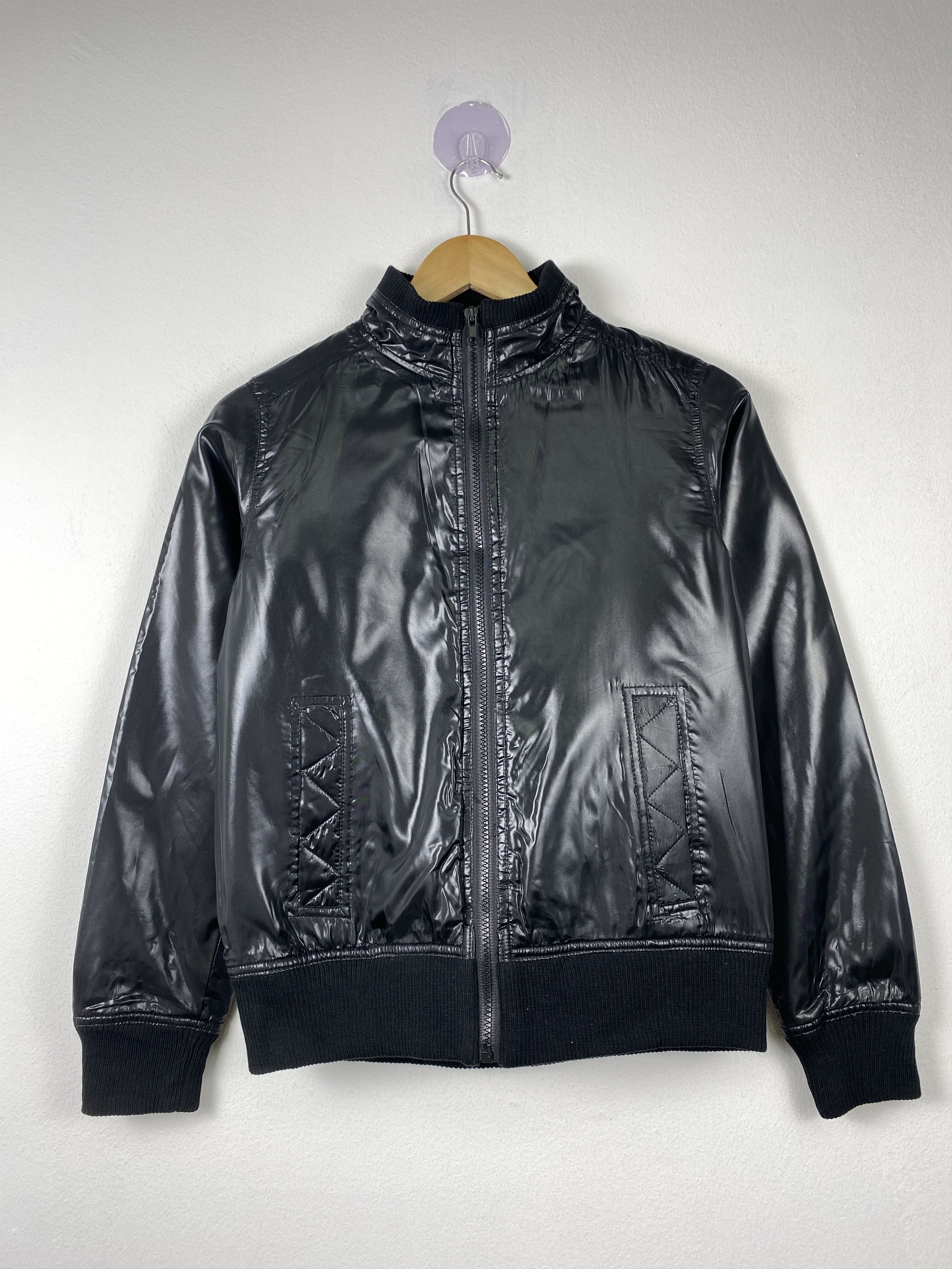 image of Vintage Quilted Lining Zip Up Jacket in Black, Men's (Size Small)