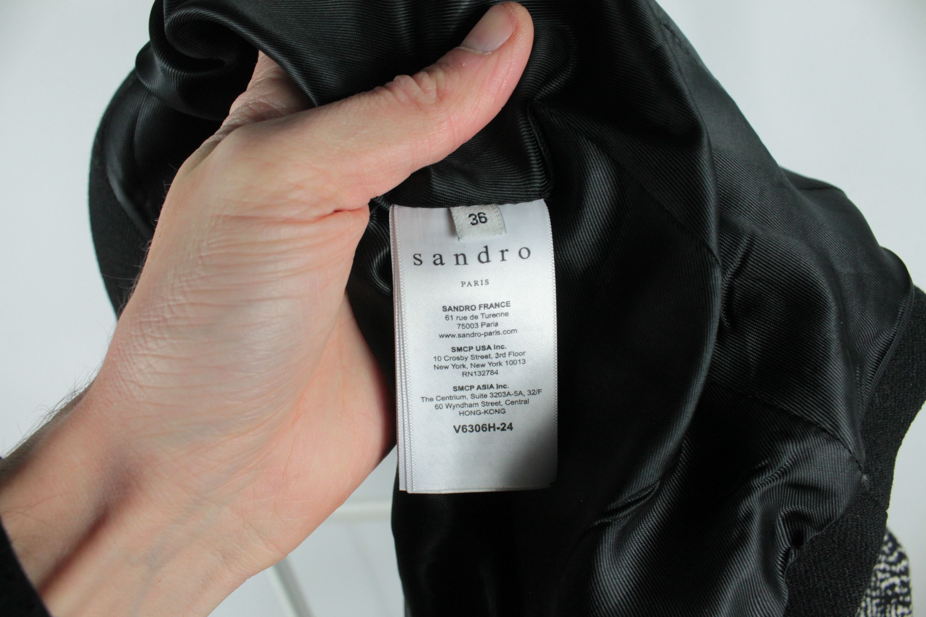 Designer × Sandro Sandro Paris Black White Full Zip Wool Cotton Jacket Size XS / US 0-2 / IT 36-38 - 11 Thumbnail