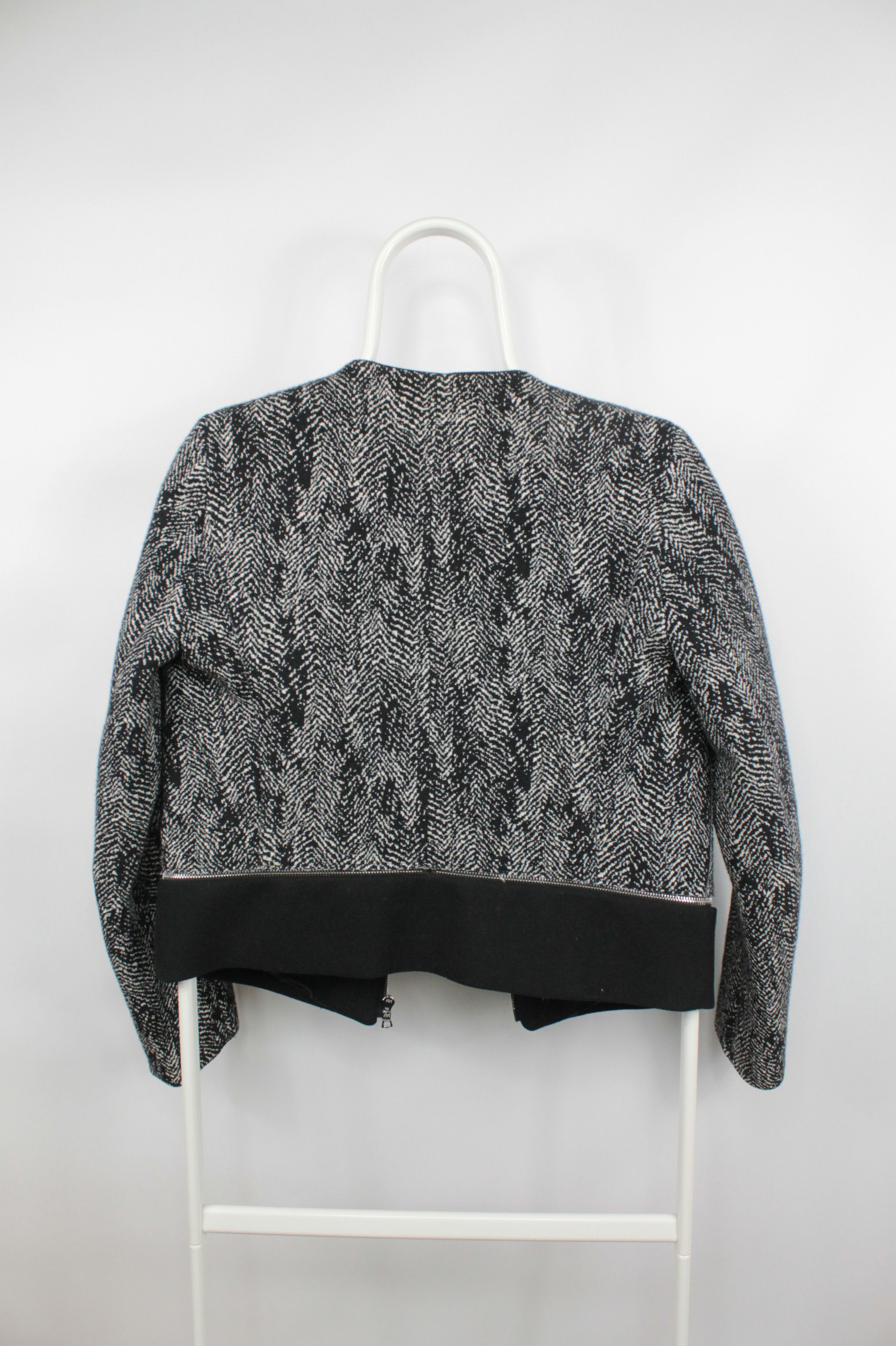 Designer × Sandro Sandro Paris Black White Full Zip Wool Cotton Jacket Size XS / US 0-2 / IT 36-38 - 10 Thumbnail