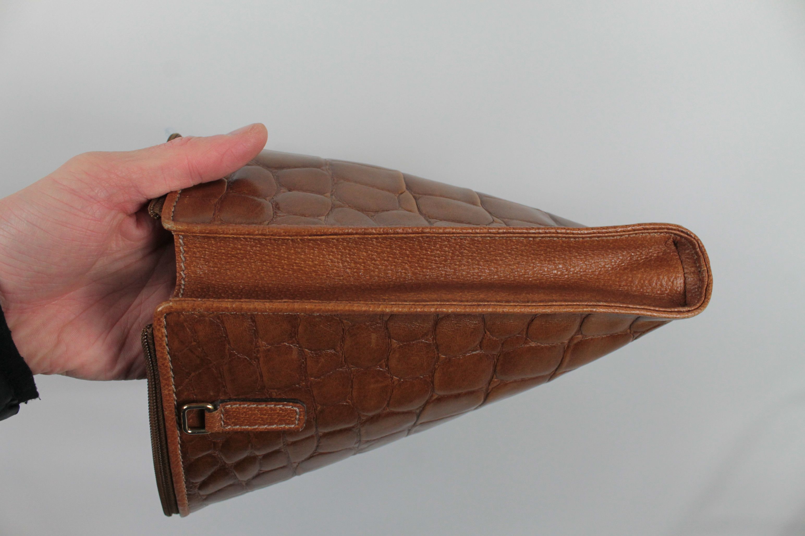 Gianfranco Ferre × Vintage Vintage Gianfranco Ferre Croc Embossed Leather Shoulder Bag Size ONE SIZE - 10 Thumbnail