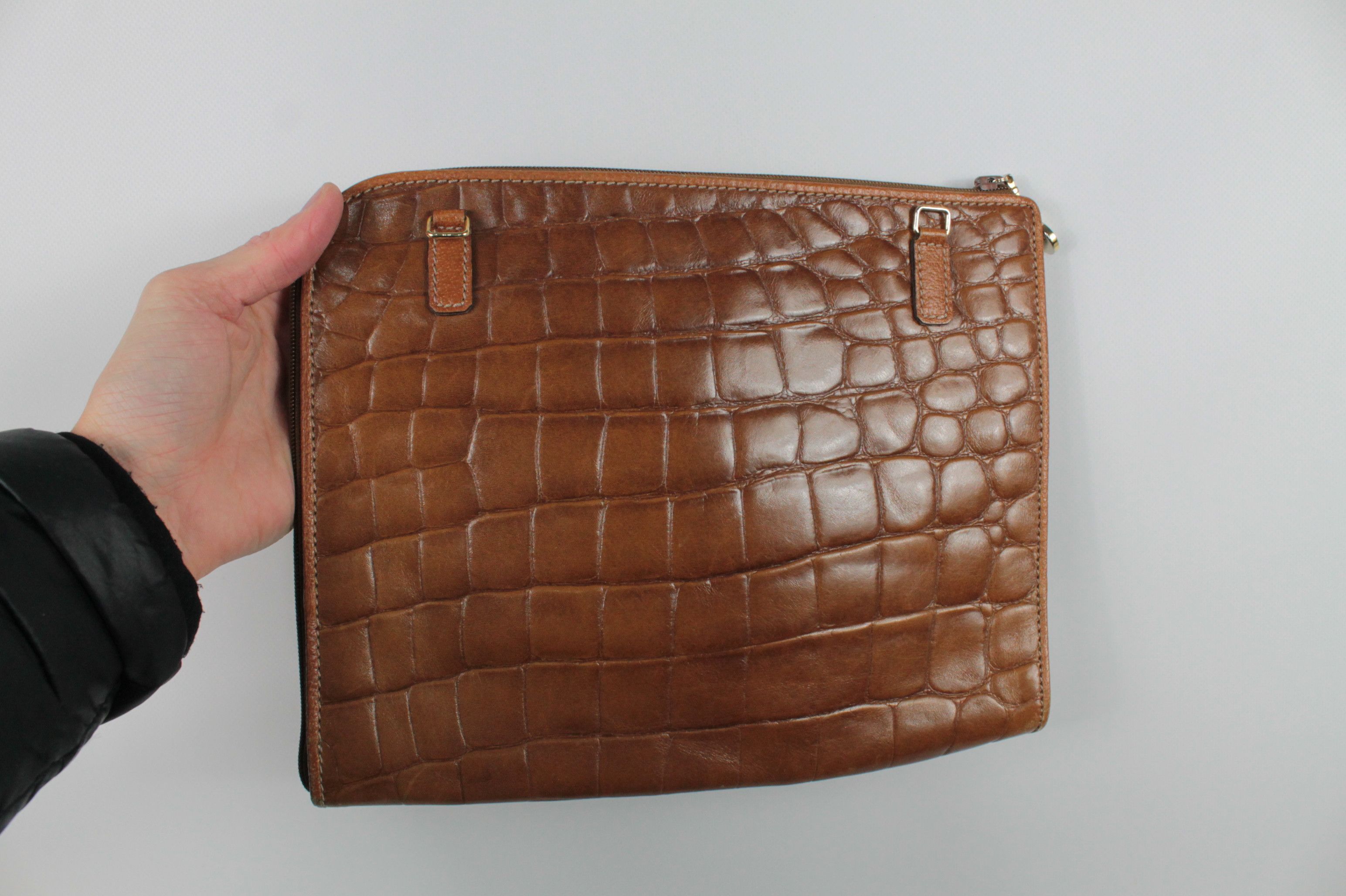 Gianfranco Ferre × Vintage Vintage Gianfranco Ferre Croc Embossed Leather Shoulder Bag Size ONE SIZE - 4 Thumbnail