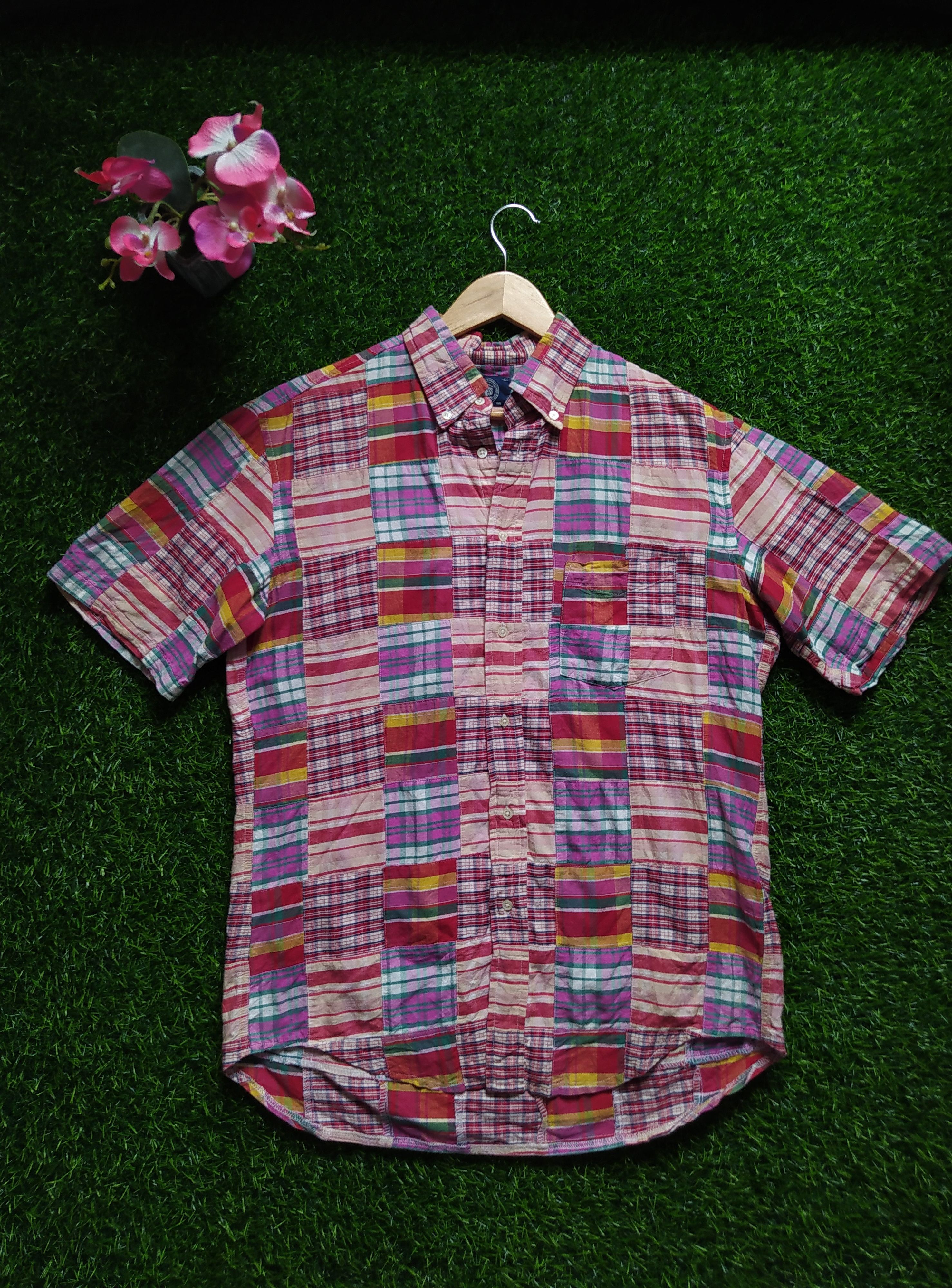 image of J Press J.press Patchwork Button Up, Men's (Size Large)