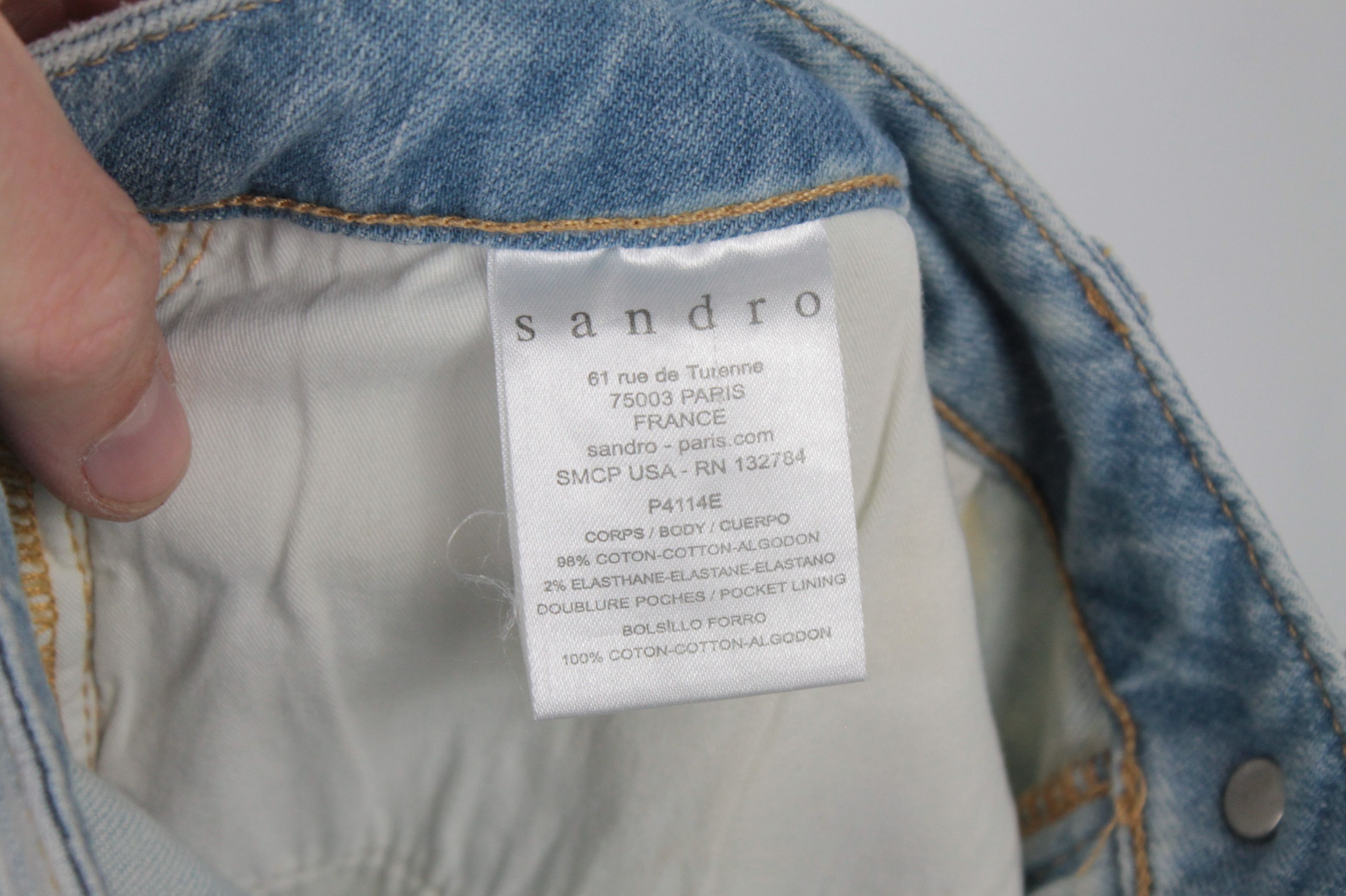Designer × Sandro Sandro Paris Slim Fit Mid Rise Wash Denim Women's Jeans Size 26" / US 2 / IT 38 - 8 Thumbnail