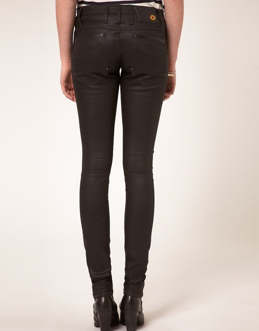 G-Star G-Star RAW Dean Black Coated Denim Biker Super Skinny Jeans Size 26" / US 2 / IT 38 - 2 Thumbnail
