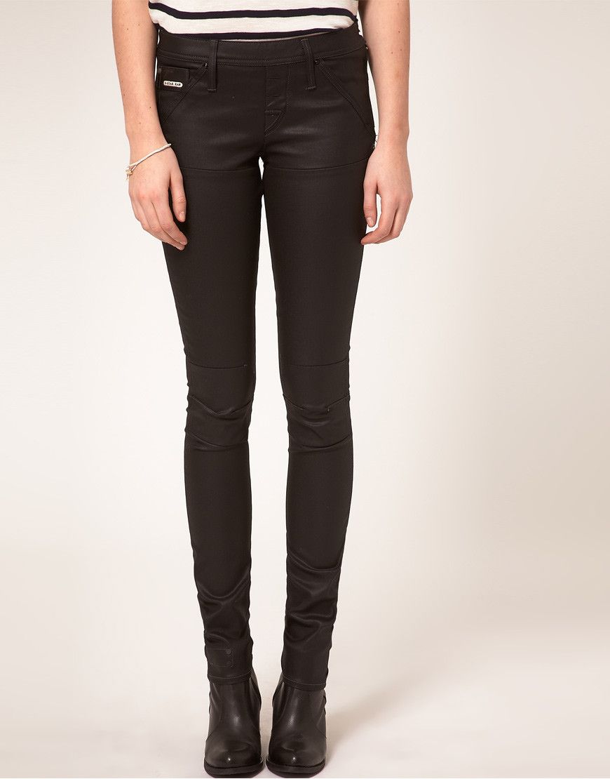 G-Star G-Star RAW Dean Black Coated Denim Biker Super Skinny Jeans Size 26" / US 2 / IT 38 - 1 Thumbnail