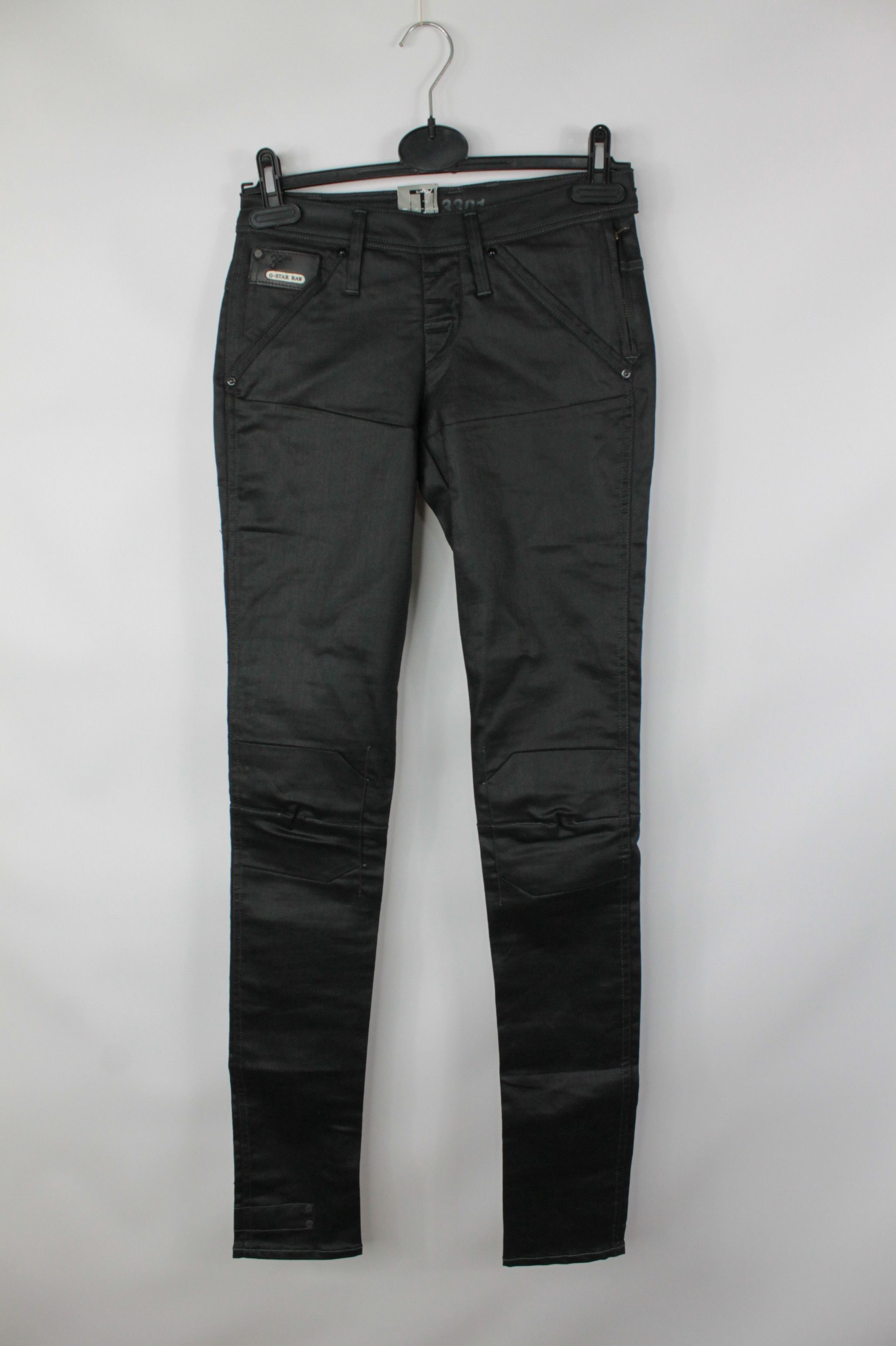 G-Star G-Star RAW Dean Black Coated Denim Biker Super Skinny Jeans Size 26" / US 2 / IT 38 - 3 Thumbnail