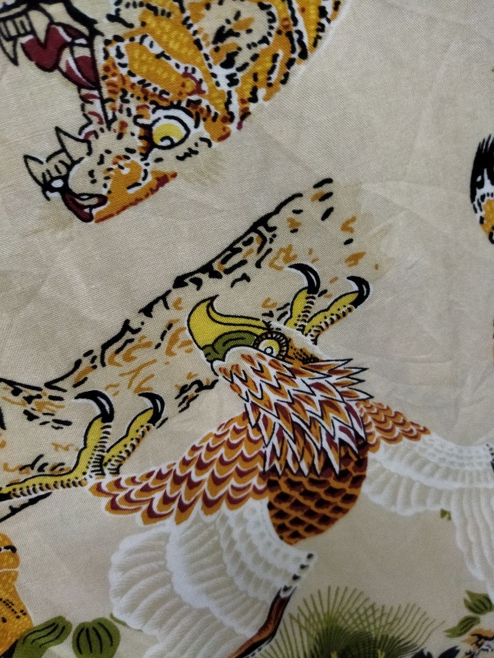 Japanese Brand NEPUCA surf Style Tiger + Eagle Motif Rayon Shirt Size US L / EU 52-54 / 3 - 6 Thumbnail