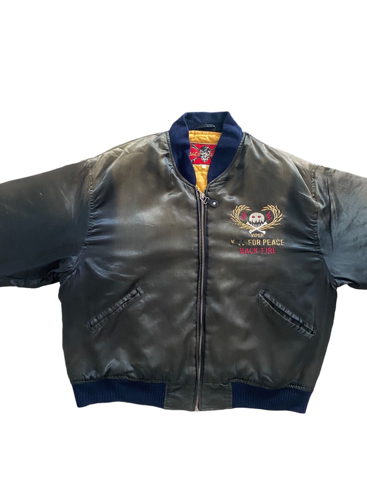 Vintage 💥Movie Kill For Peace "Back Fire"MA-1 Bomber Jacket Size US M / EU 48-50 / 2 - 12 Thumbnail