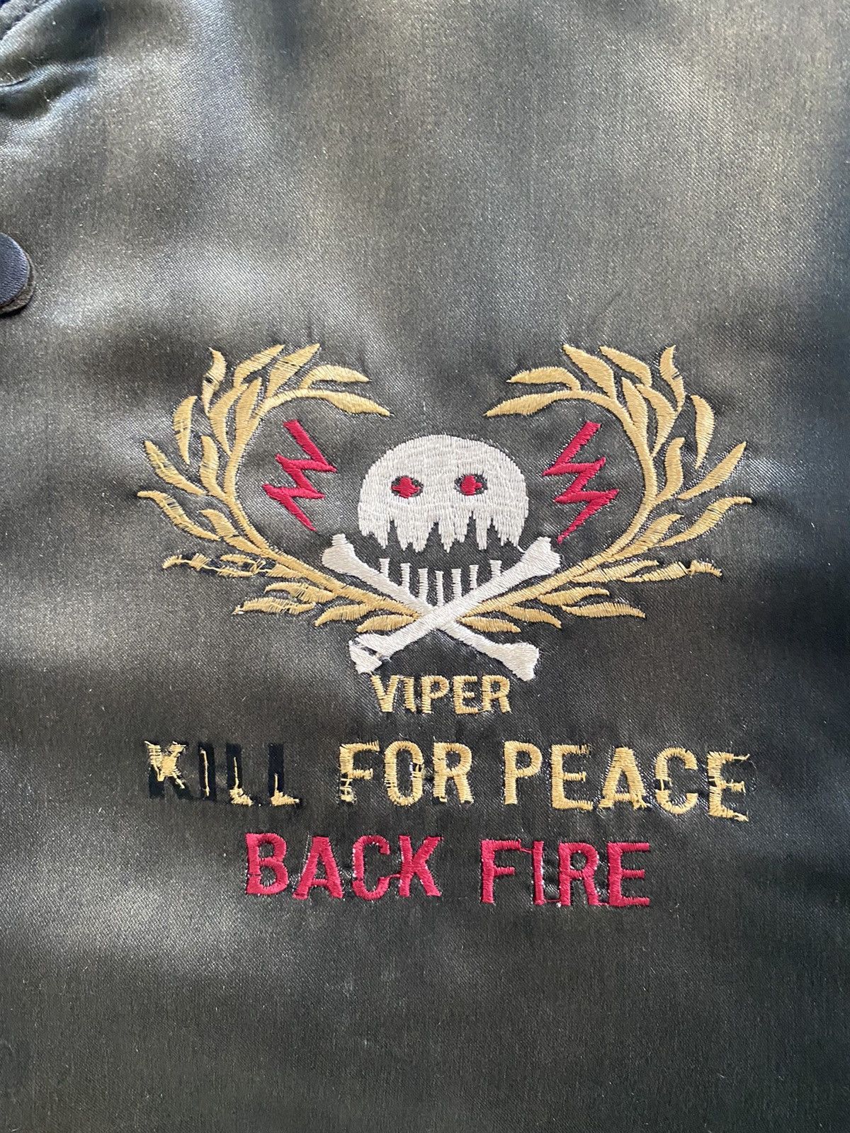 Vintage 💥Movie Kill For Peace "Back Fire"MA-1 Bomber Jacket Size US M / EU 48-50 / 2 - 20 Thumbnail