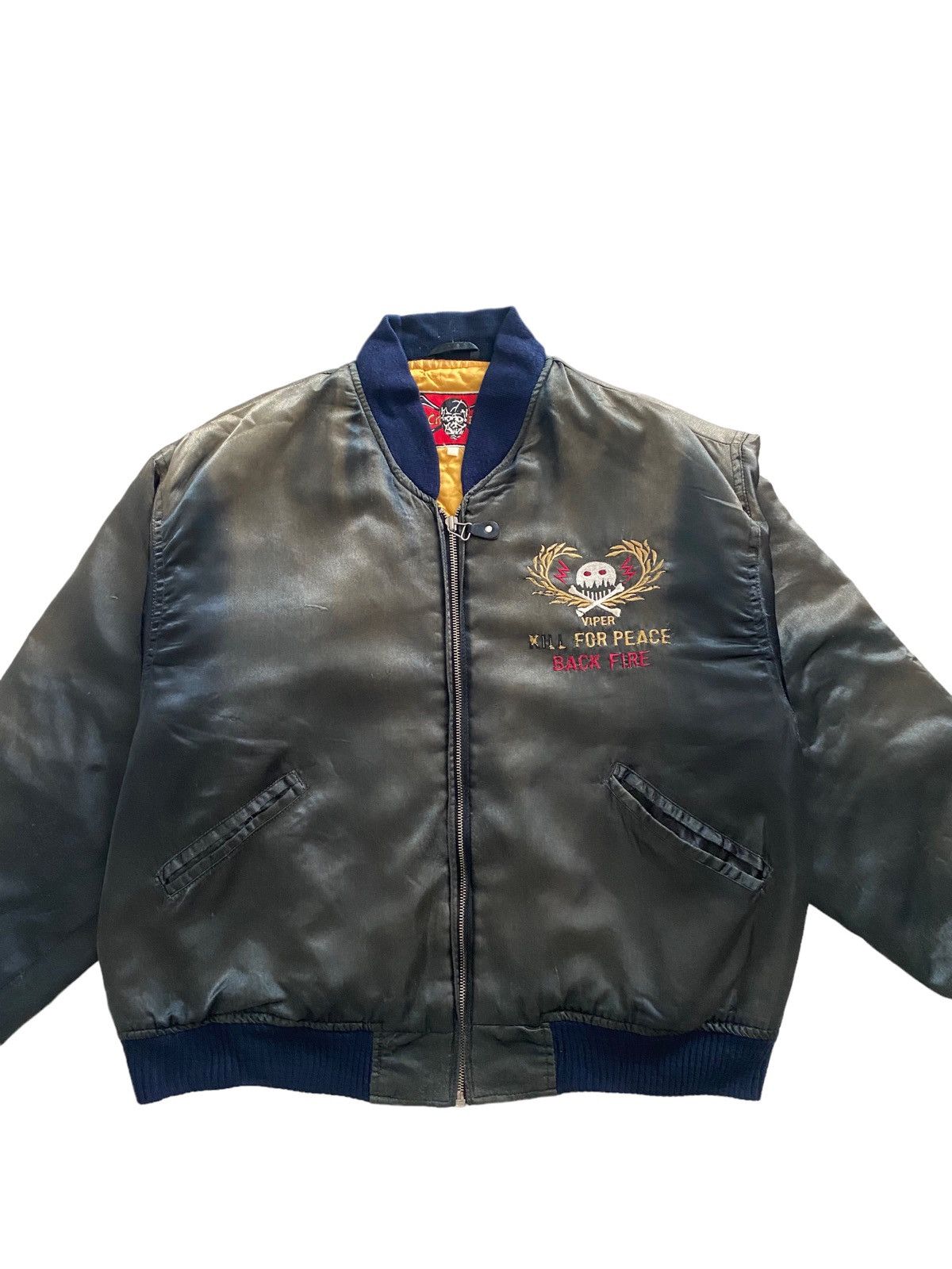 Vintage 💥Movie Kill For Peace "Back Fire"MA-1 Bomber Jacket Size US M / EU 48-50 / 2 - 18 Thumbnail