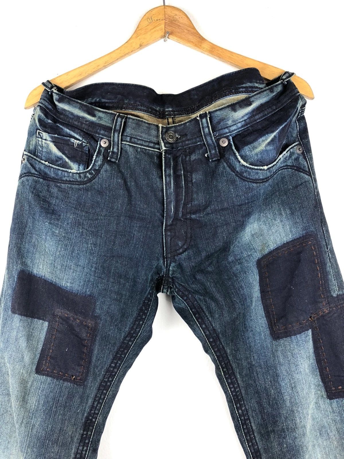 Designer × Japanese Brand × Vintage Difference Rupert Japanese Patchwork Indigo Sashiko Jeans Size US 34 / EU 50 - 3 Thumbnail