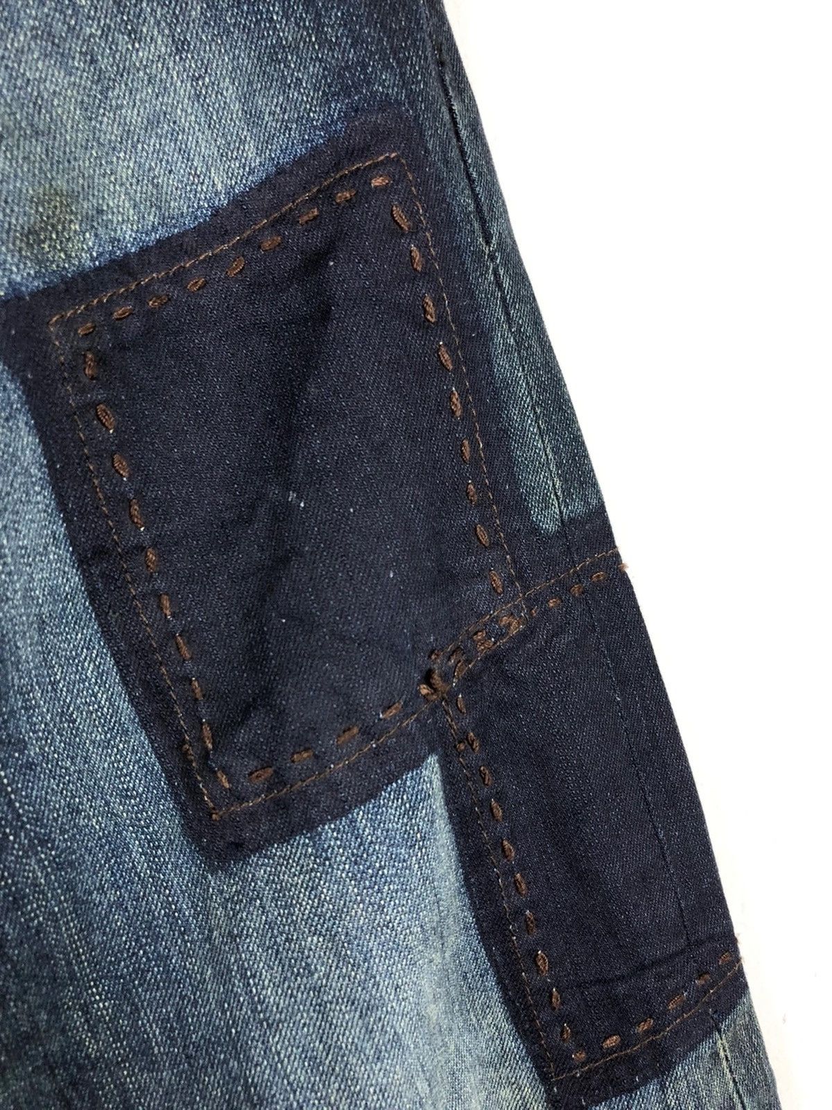 Designer × Japanese Brand × Vintage Difference Rupert Japanese Patchwork Indigo Sashiko Jeans Size US 34 / EU 50 - 6 Thumbnail