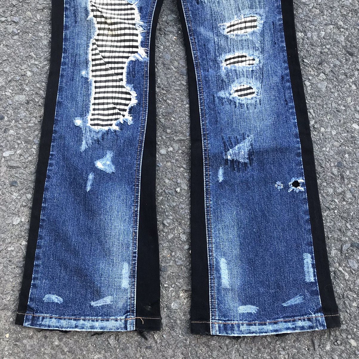If Six Was Nine × Japanese Brand × Le Grande Bleu (L.G.B.) 2000s ALGONQUINS PUNK DISTRESSED FLARED JEANS PUNK LGB STYLE Size 29" - 7 Thumbnail