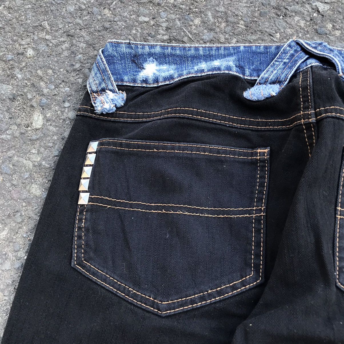 If Six Was Nine × Japanese Brand × Le Grande Bleu (L.G.B.) 2000s ALGONQUINS PUNK DISTRESSED FLARED JEANS PUNK LGB STYLE Size 29" - 12 Thumbnail