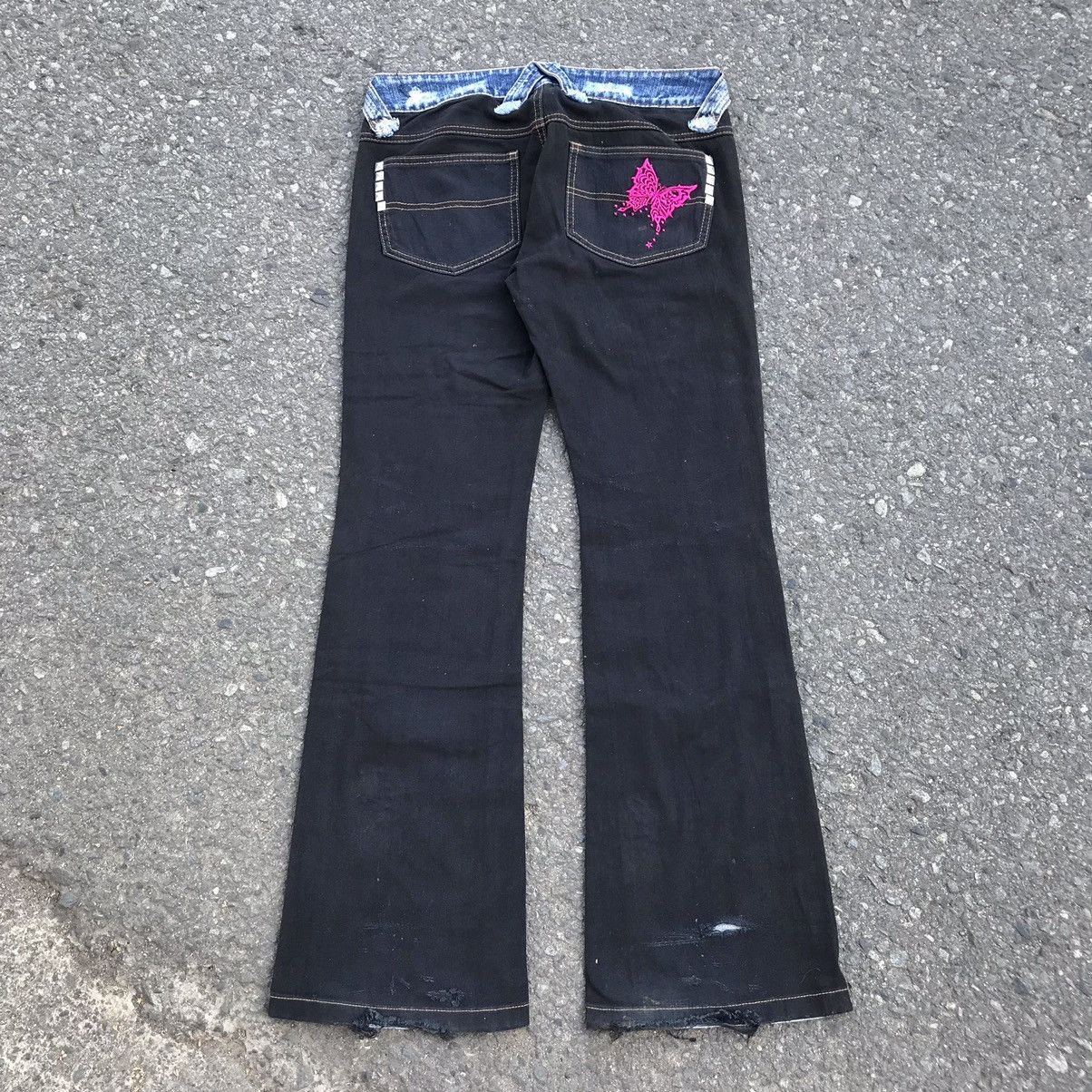 If Six Was Nine × Japanese Brand × Le Grande Bleu (L.G.B.) 2000s ALGONQUINS PUNK DISTRESSED FLARED JEANS PUNK LGB STYLE Size 29" - 16 Thumbnail