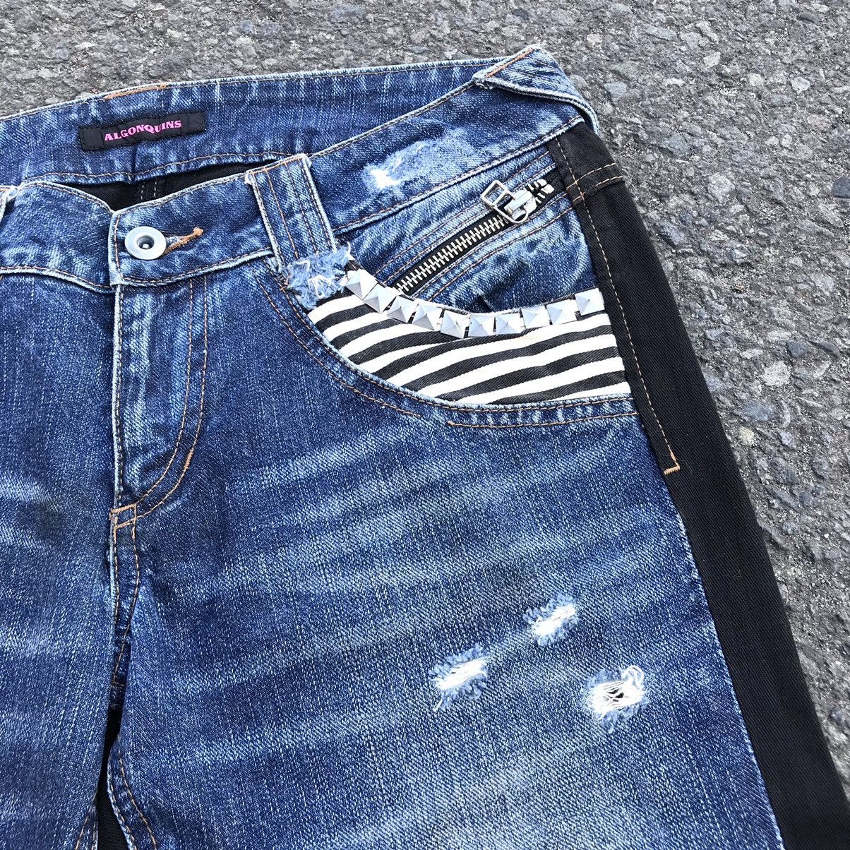 If Six Was Nine × Japanese Brand × Le Grande Bleu (L.G.B.) 2000s ALGONQUINS PUNK DISTRESSED FLARED JEANS PUNK LGB STYLE Size 29" - 5 Thumbnail