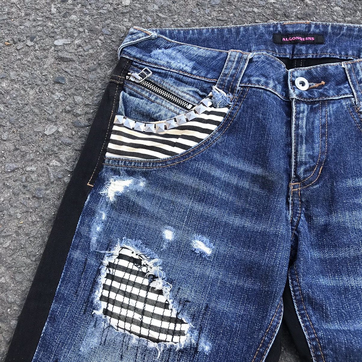 If Six Was Nine × Japanese Brand × Le Grande Bleu (L.G.B.) 2000s ALGONQUINS PUNK DISTRESSED FLARED JEANS PUNK LGB STYLE Size 29" - 6 Thumbnail