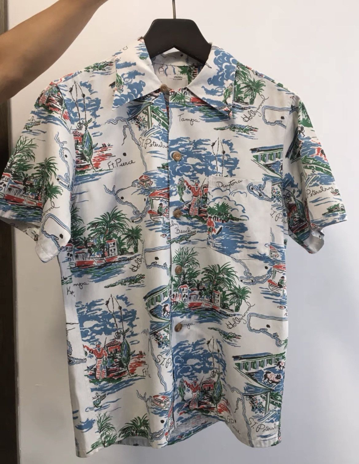 image of Visvim Duke Printed Shirt in White, Men's (Size Small)