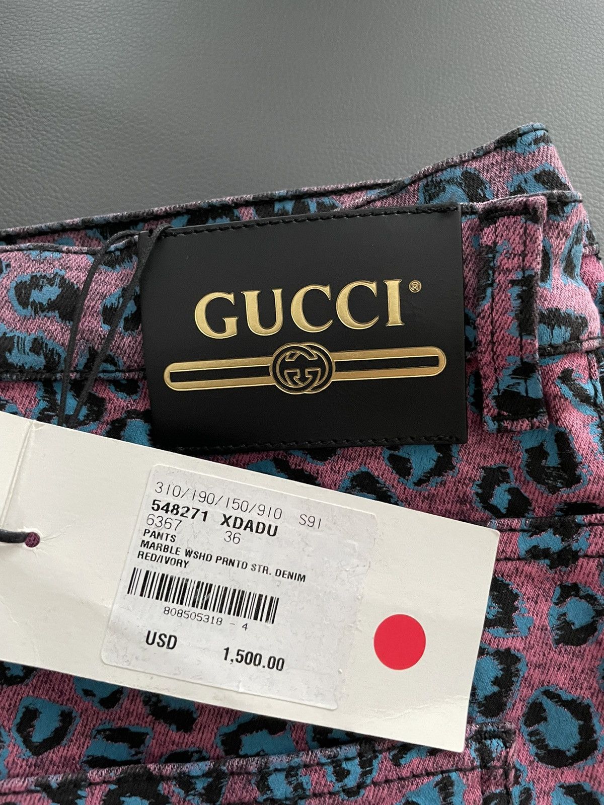 Gucci Rare $1,700 Value Brand NEW Runway Super Skinny Leopard Den Size US 33 - 14 Thumbnail