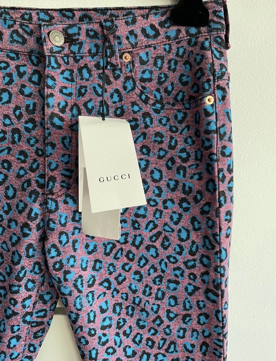 Gucci Rare $1,700 Value Brand NEW Runway Super Skinny Leopard Den Size US 33 - 21 Thumbnail