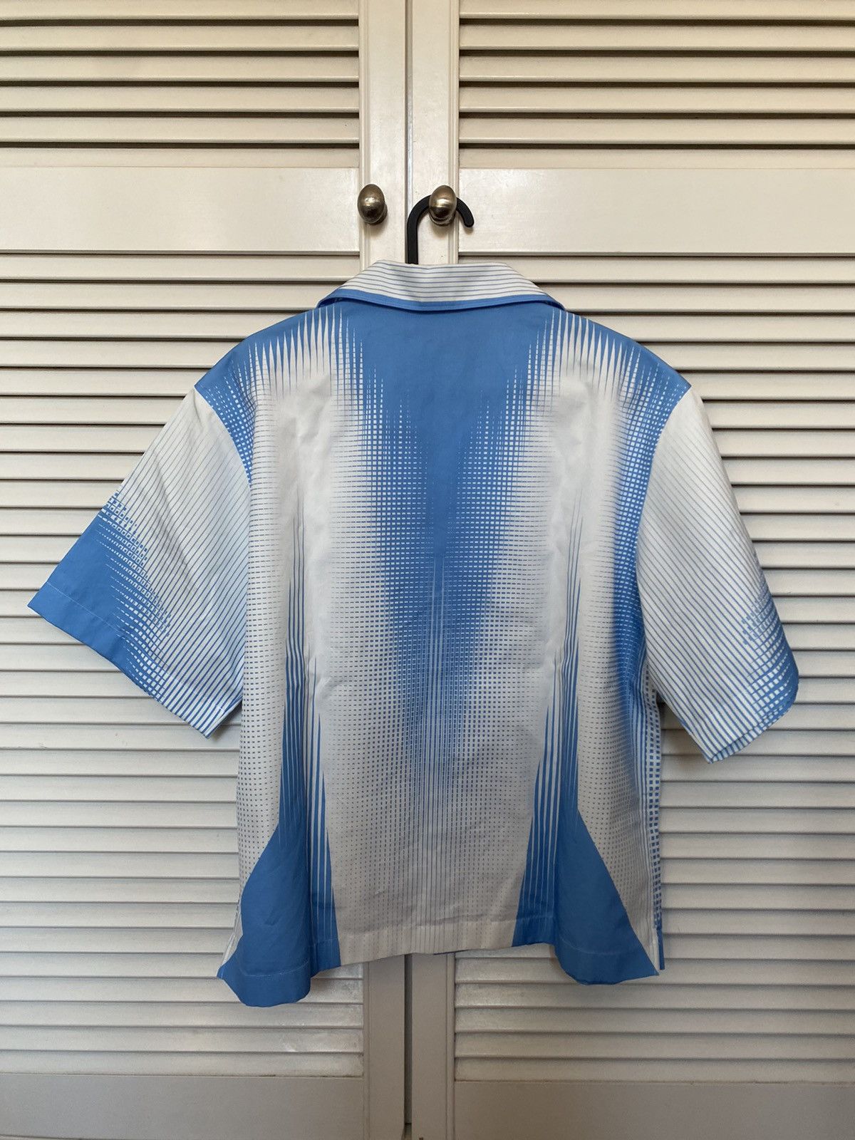 Prada Blue Printed Boxy Crop Bowling Shirt Size US M / EU 48-50 / 2 - 2 Thumbnail