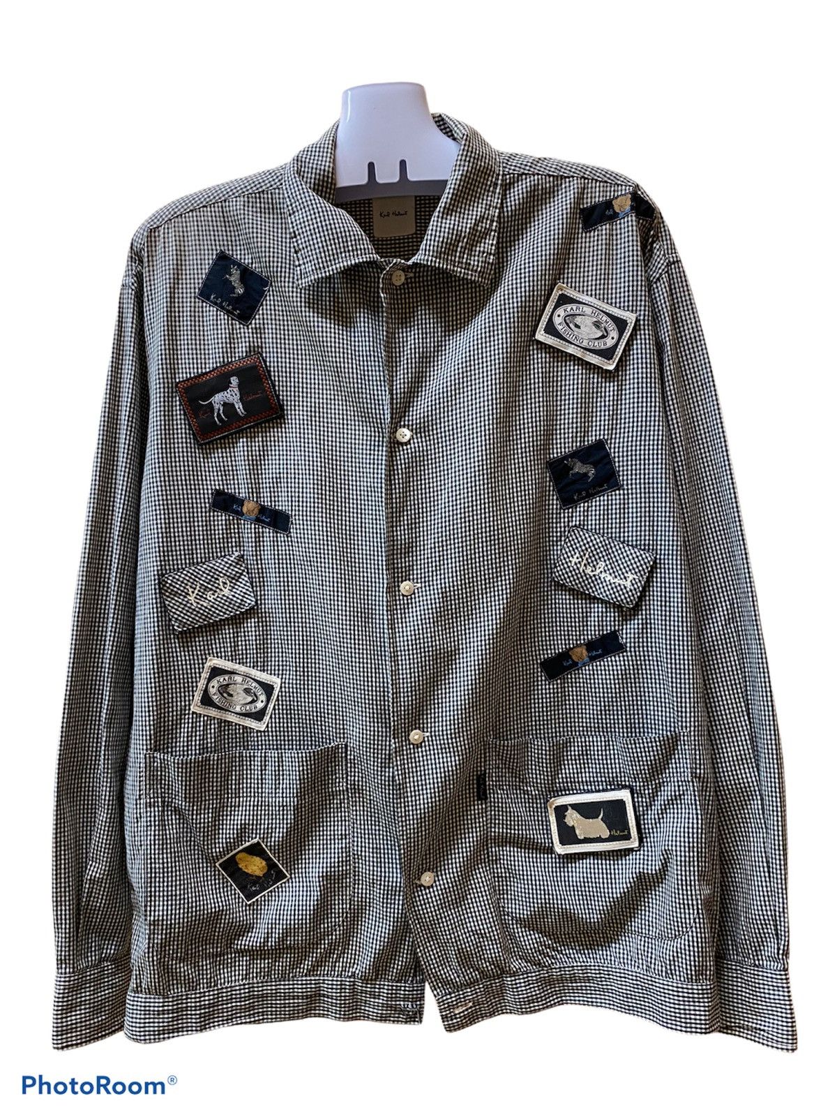 image of Karl Helmut Patches Jacket Style in Black White, Men's (Size Medium)