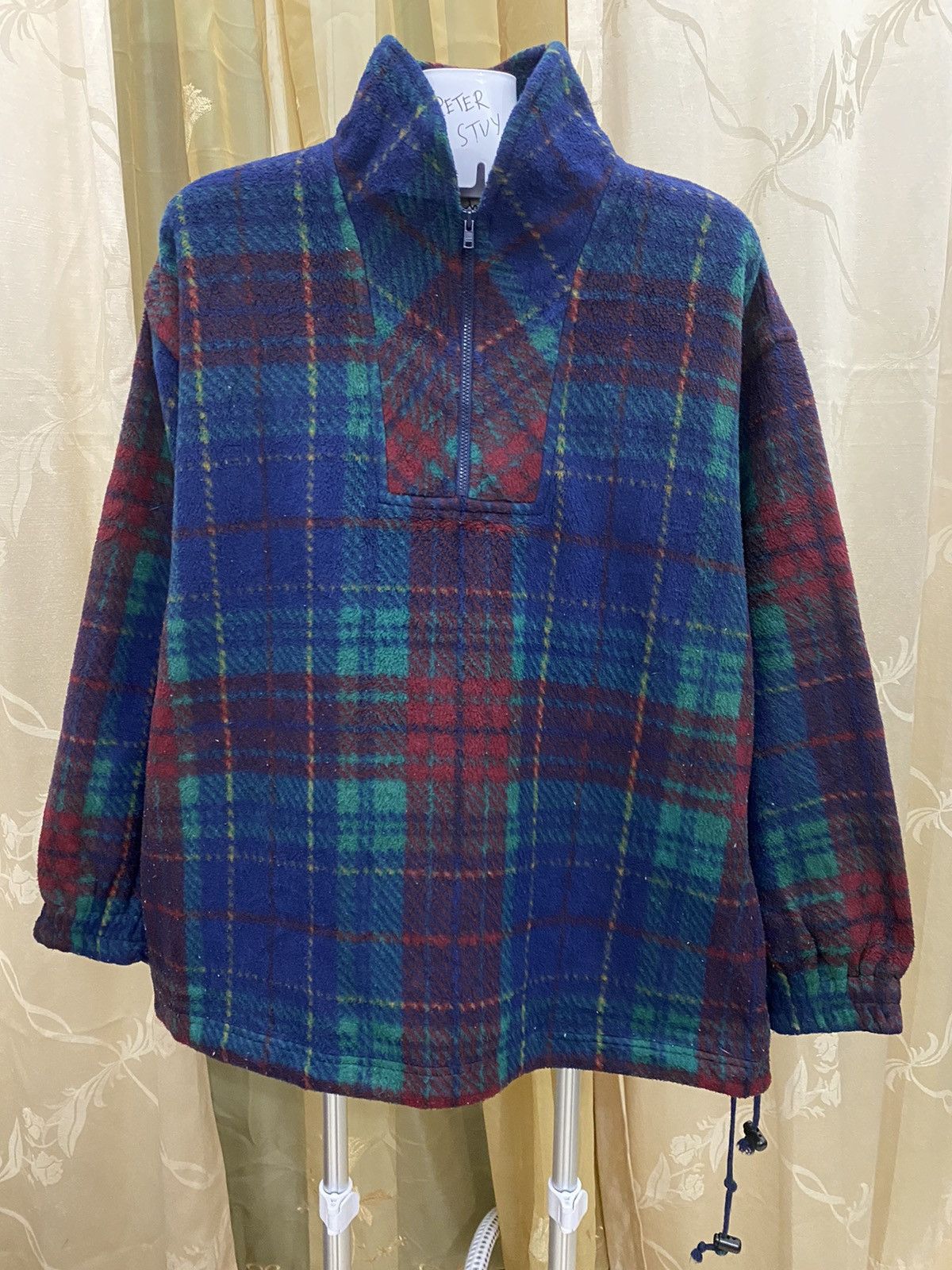 image of Vintage Belle Maison Nice Design Flanel Fleece Sweater, Men's (Size Small)