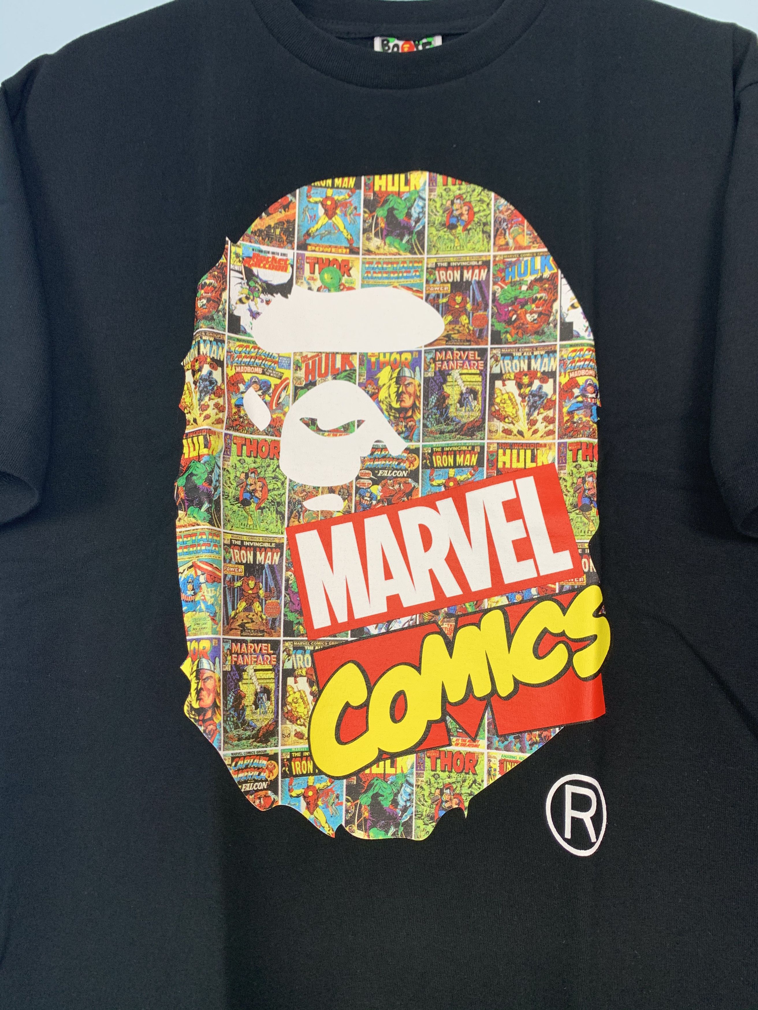Bape × Marvel Comics Bape Marvel Comics Ape Head Tee Shirt Black Large Size US L / EU 52-54 / 3 - 4 Thumbnail