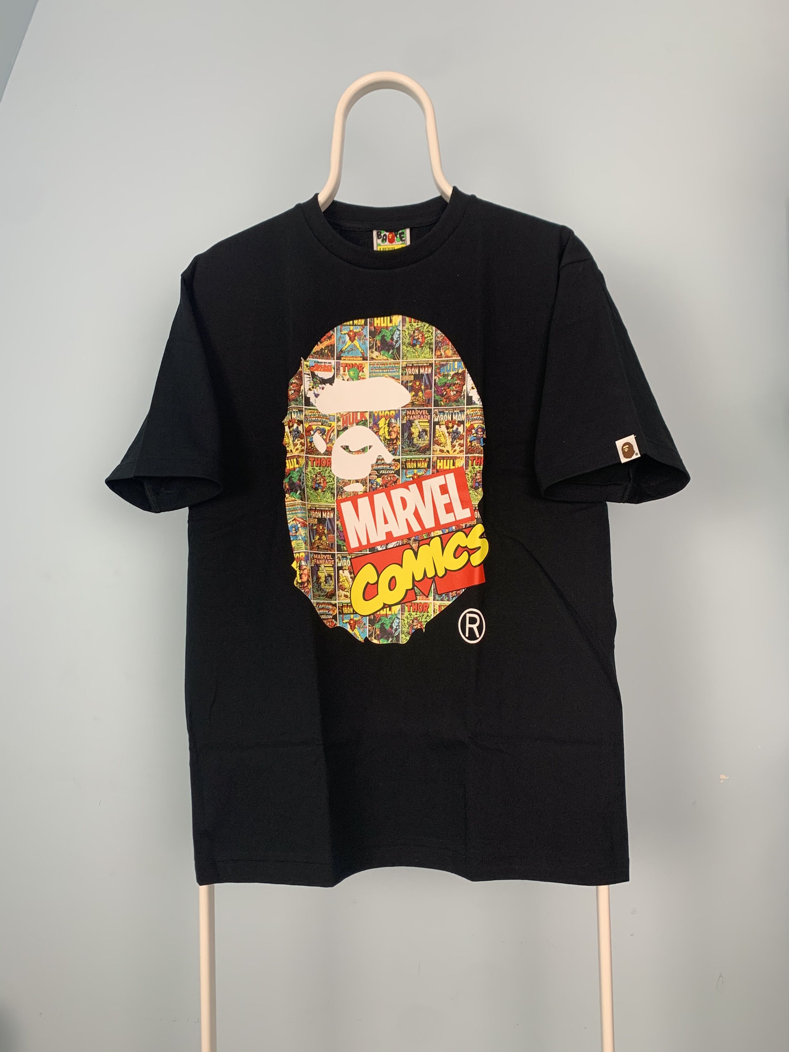 Bape × Marvel Comics Bape Marvel Comics Ape Head Tee Shirt Black Large Size US L / EU 52-54 / 3 - 1 Thumbnail