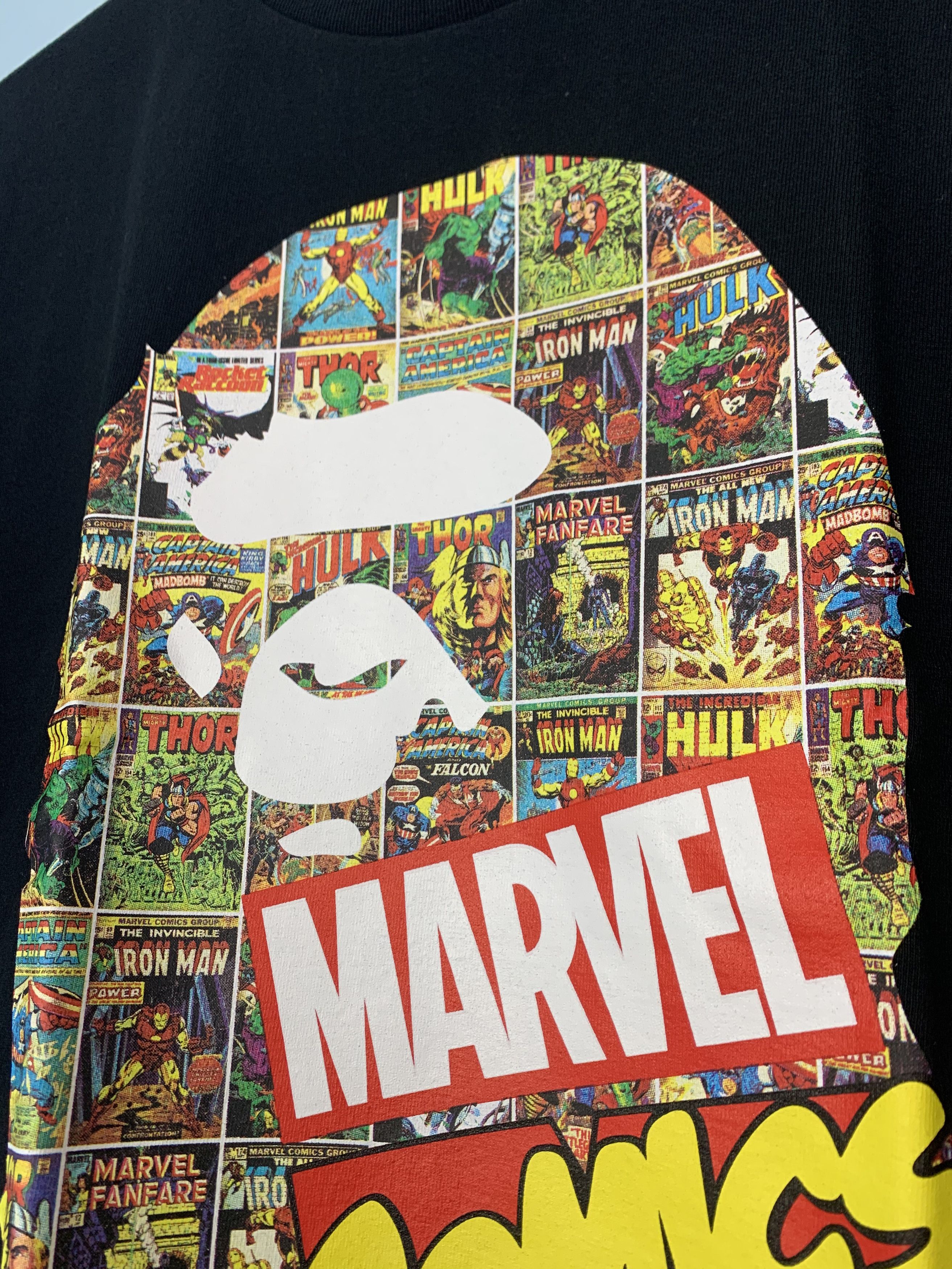 Bape × Marvel Comics Bape Marvel Comics Ape Head Tee Shirt Black Large Size US L / EU 52-54 / 3 - 5 Thumbnail