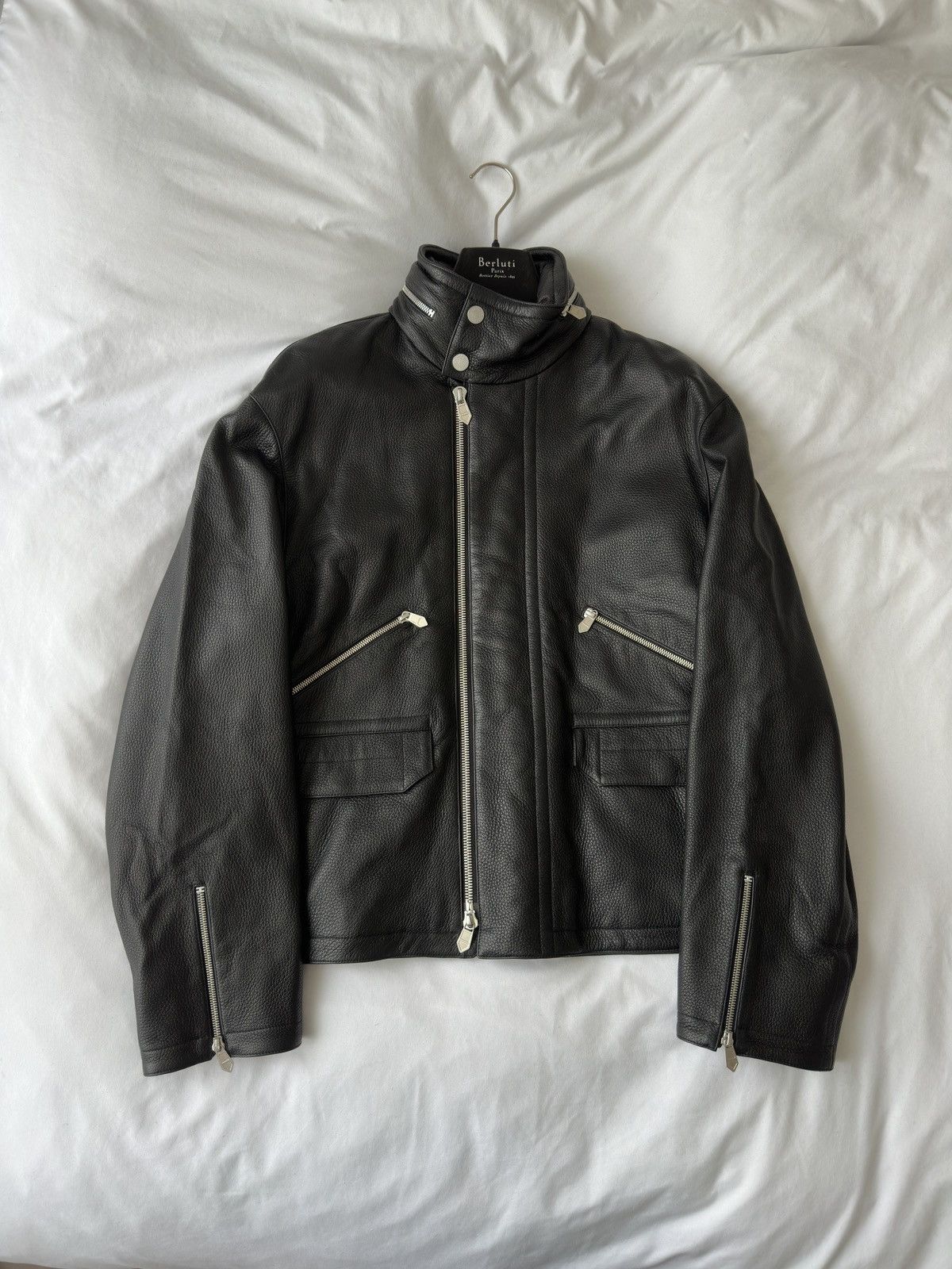 image of Hermes Fw21 Runway Deerskin Leather Blouson in Black, Men's (Size Medium)