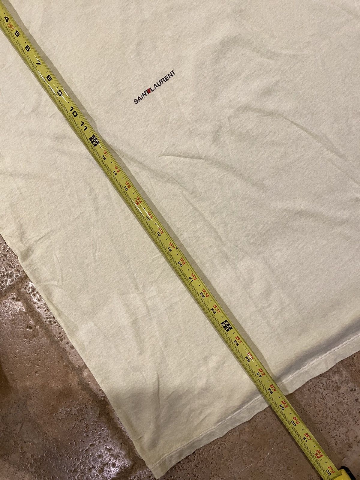 Saint Laurent Paris Saint Laurent Paris Rive Gauche Logo Tee Pale Yellow Rare Size US XL / EU 56 / 4 - 9 Thumbnail