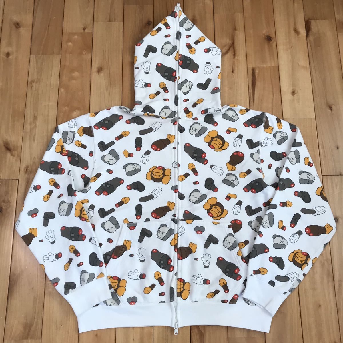 image of Bape x Kaws Milo Companion Full Zip Hoodie in White, Men's (Size Small)