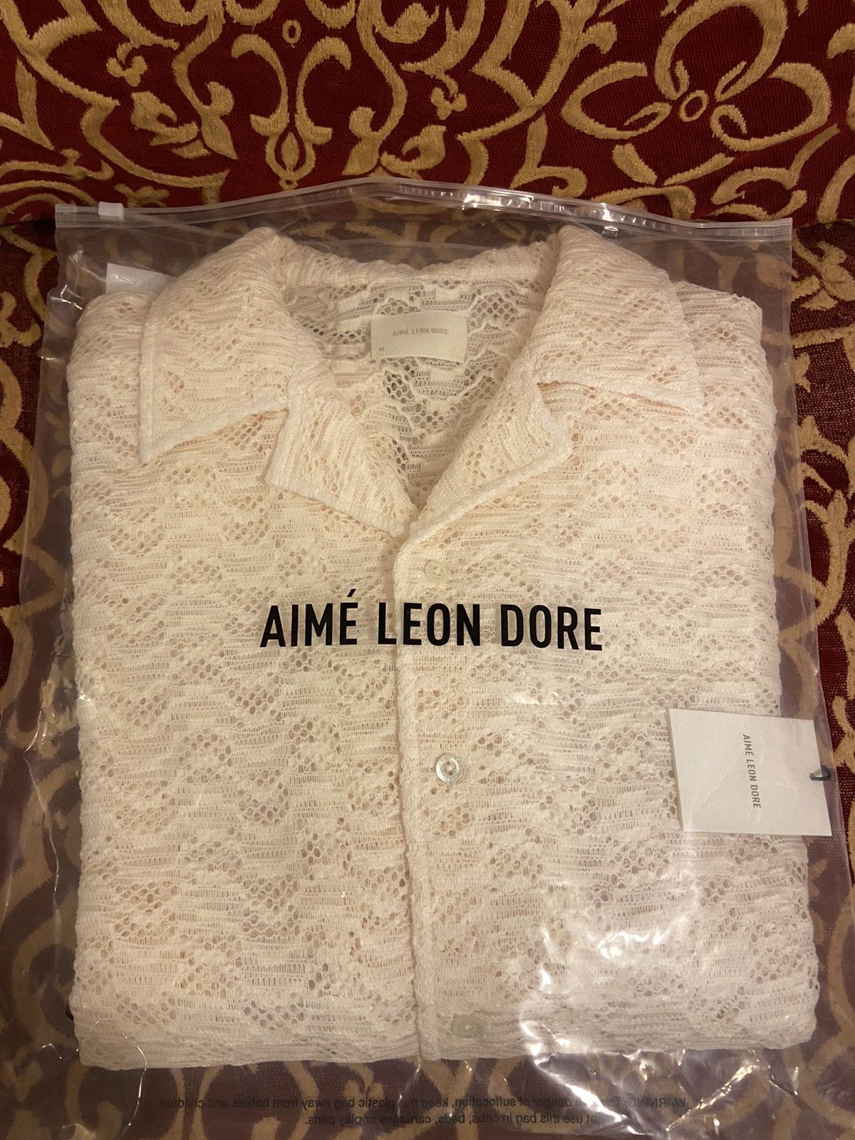image of Aime Leon Dore Long Sleeve Rico Shirt Pristine Size M in Beige, Men's