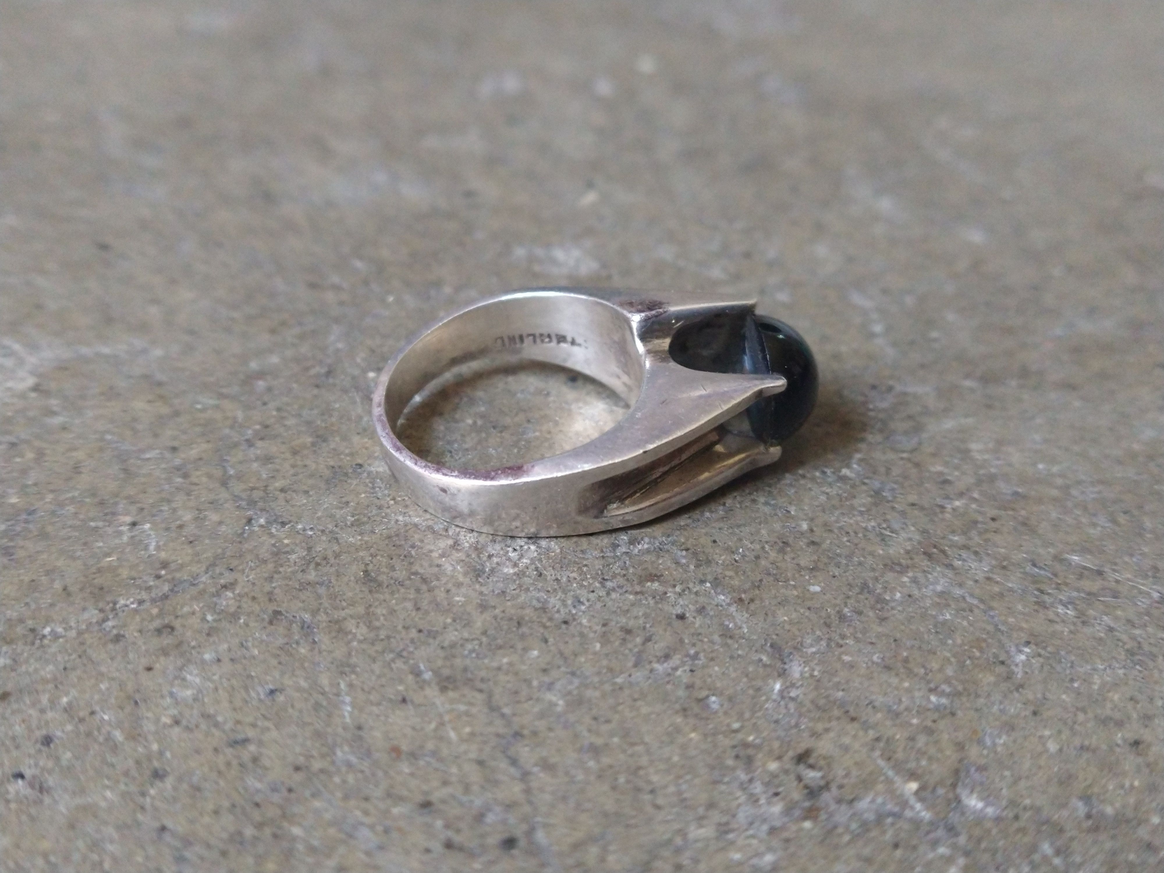 Other Vintage Sterling Silver Ring Size 7.25 Black Onyx Modern Size ONE SIZE - 6 Thumbnail