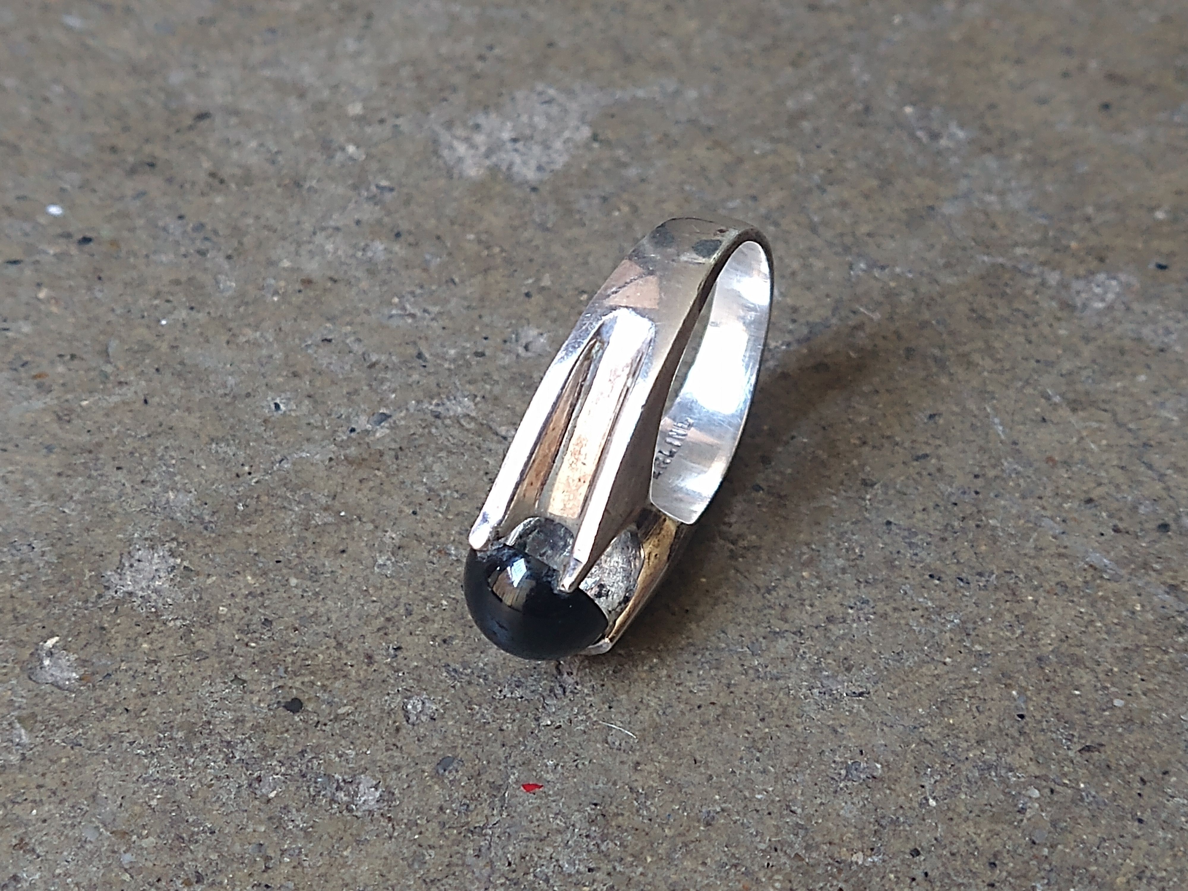 Other Vintage Sterling Silver Ring Size 7.25 Black Onyx Modern Size ONE SIZE - 3 Thumbnail