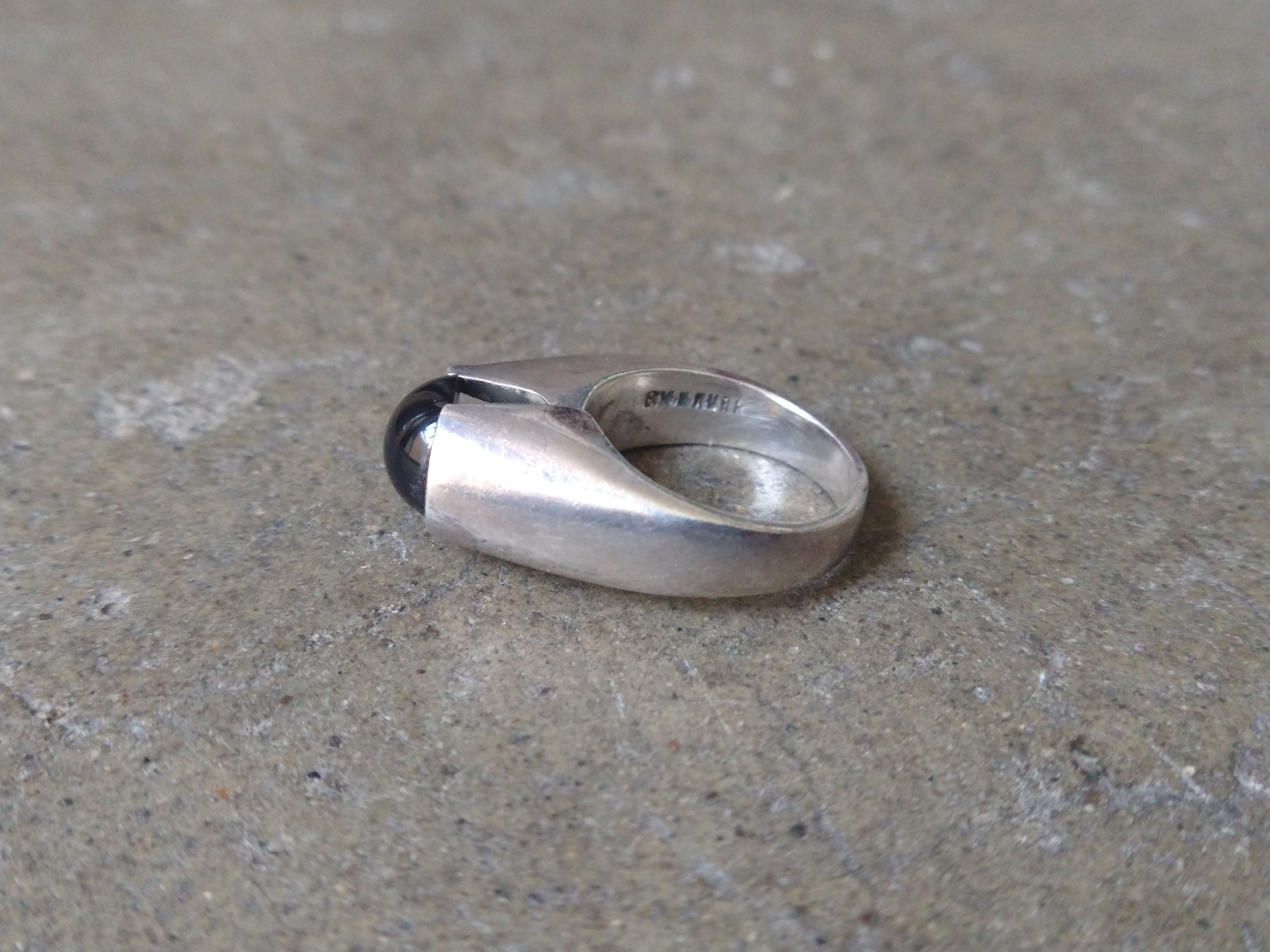 Other Vintage Sterling Silver Ring Size 7.25 Black Onyx Modern Size ONE SIZE - 5 Thumbnail