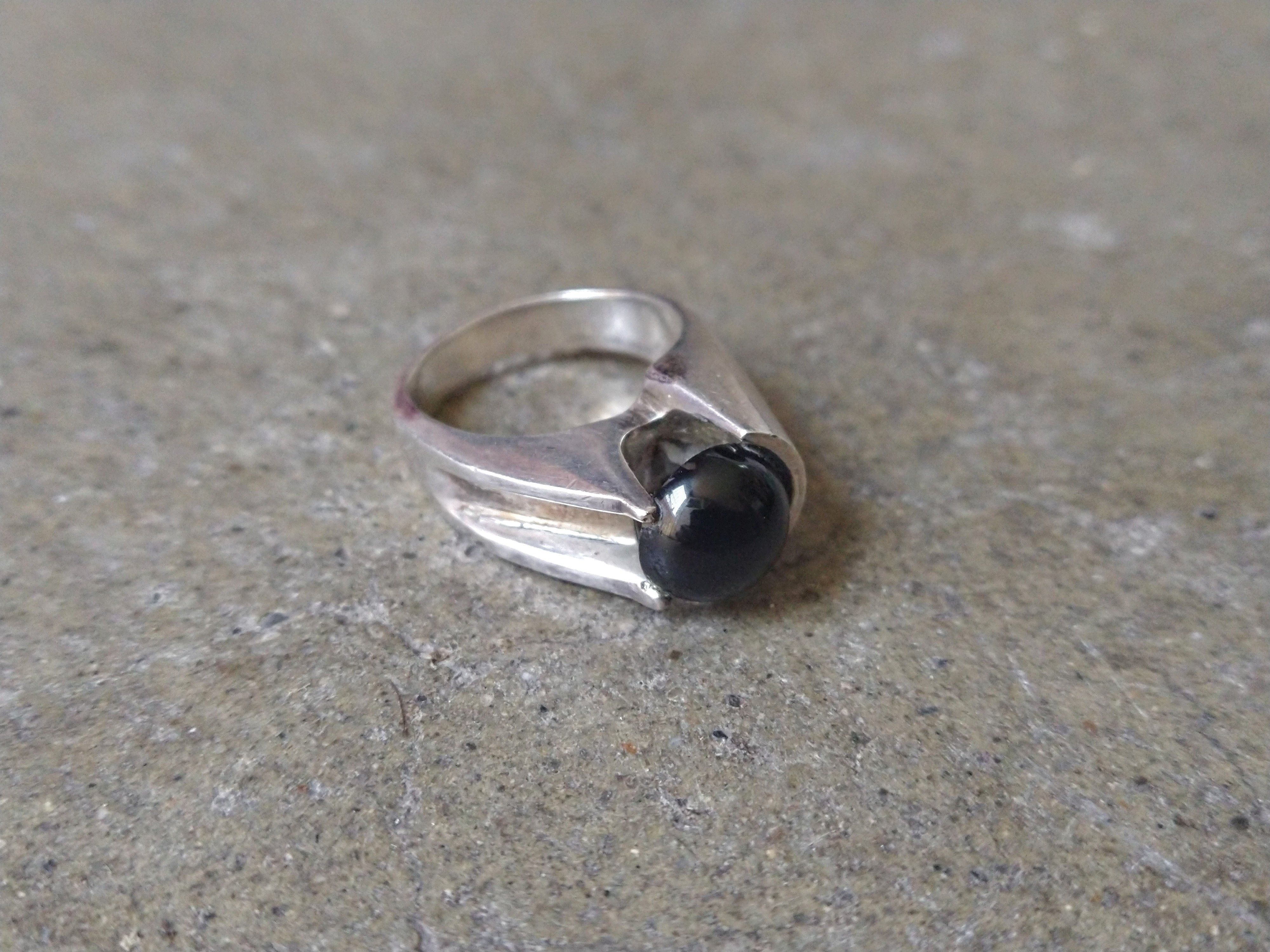 Other Vintage Sterling Silver Ring Size 7.25 Black Onyx Modern Size ONE SIZE - 1 Thumbnail