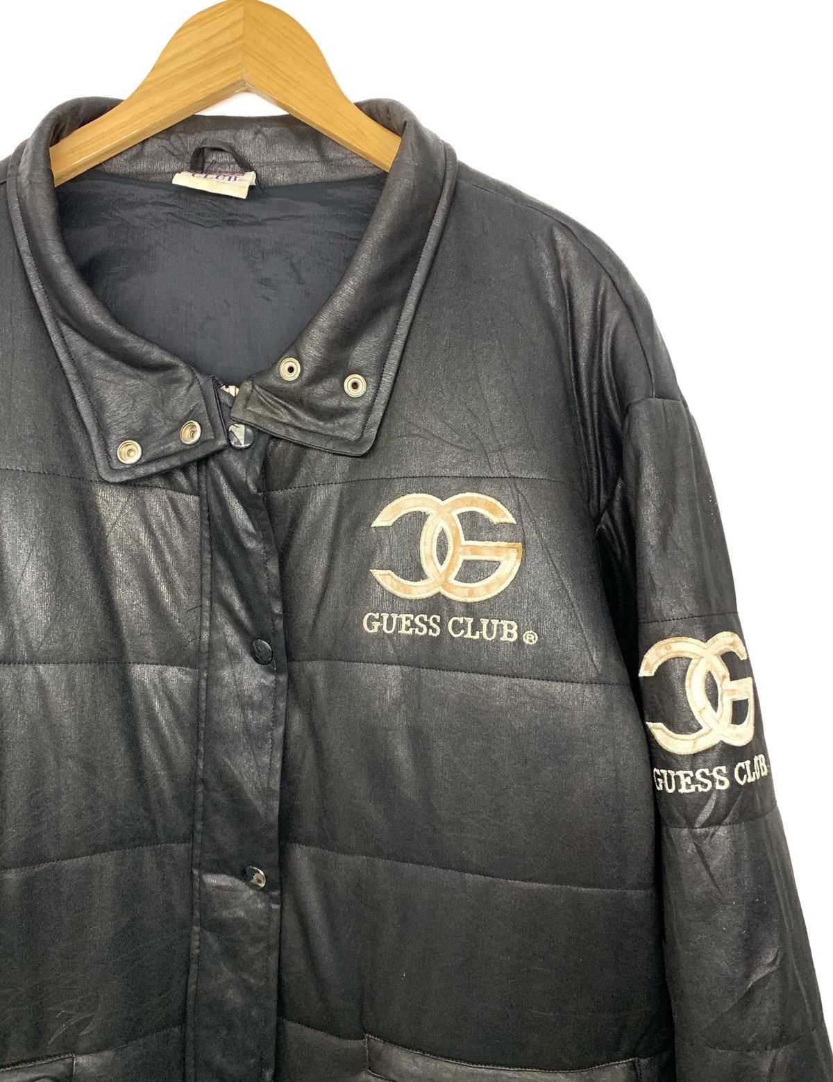 Guess × Vintage 🇺🇸Vintage Guess Club Logo Black Coated Jacket Size US M / EU 48-50 / 2 - 3 Thumbnail