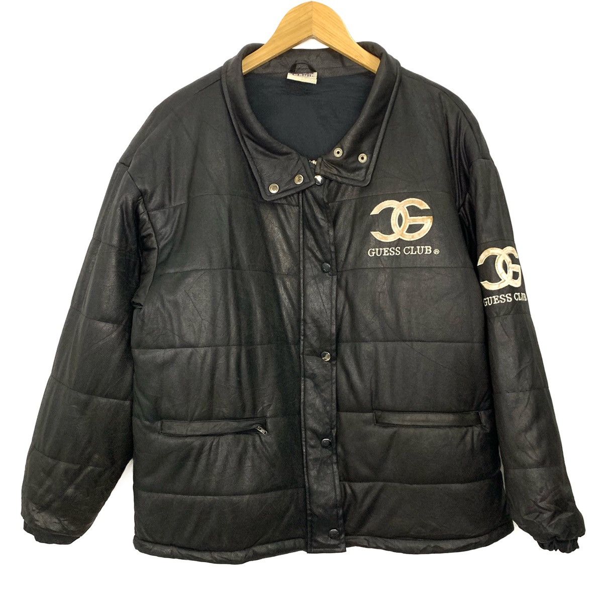 Guess × Vintage 🇺🇸Vintage Guess Club Logo Black Coated Jacket Size US M / EU 48-50 / 2 - 2 Thumbnail