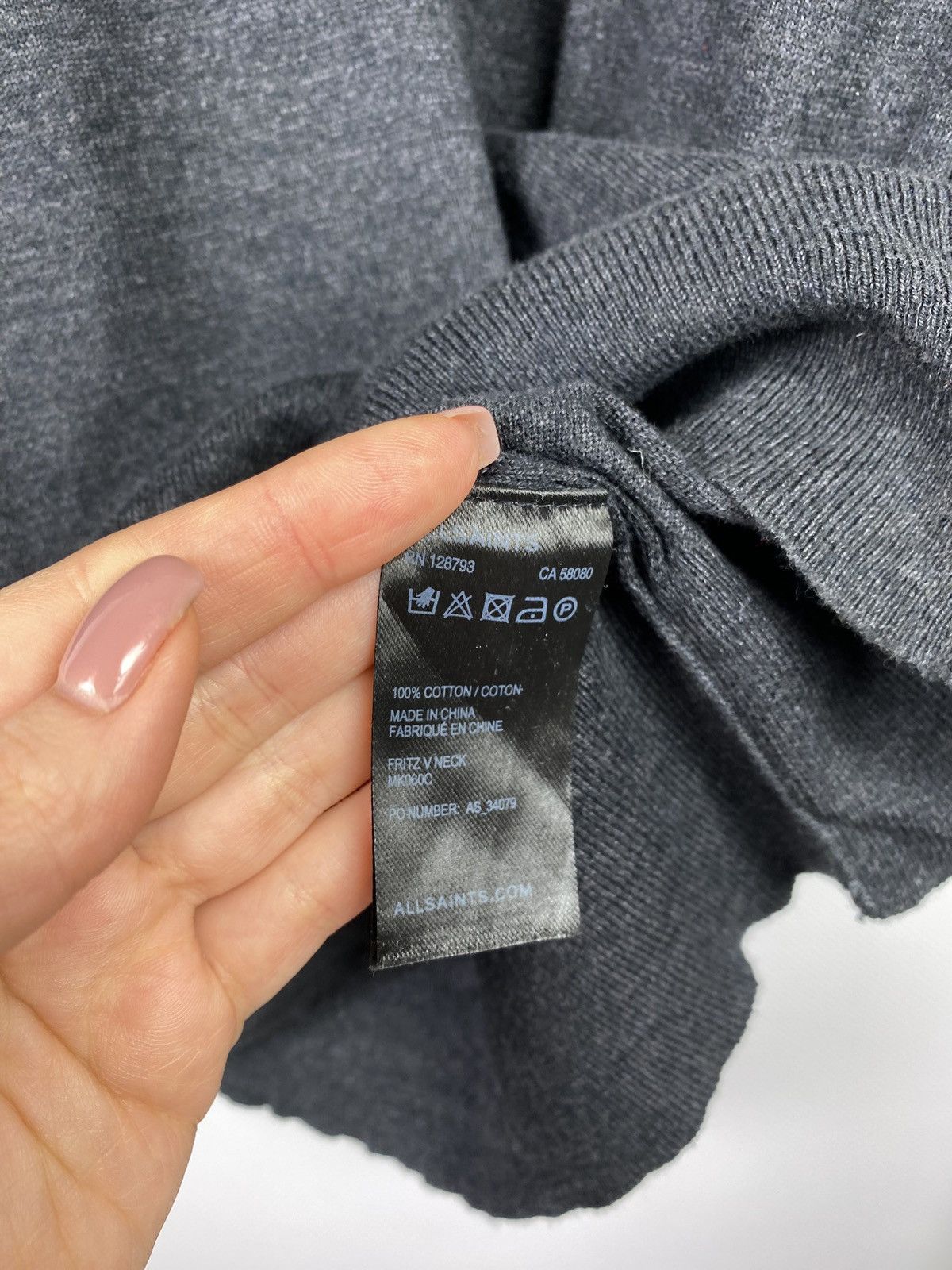 Allsaints Allsaints Fritz V neck men’s sweater pullover size L gray Size US L / EU 52-54 / 3 - 11 Thumbnail