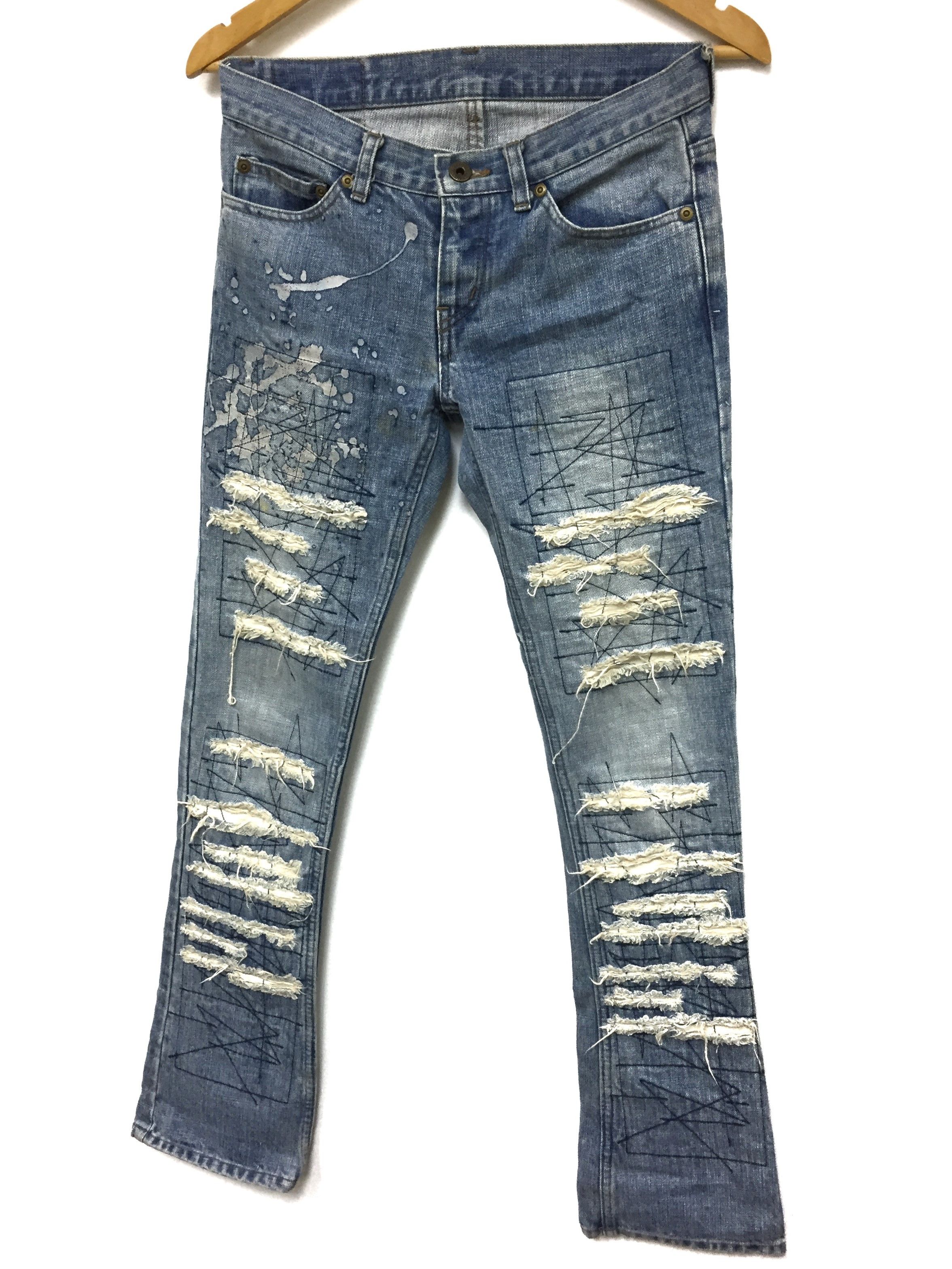 Hysteric Glamour Vtg HYSTERIC GLAMOUR Distressed flare Paint Splatter denim Size 30" / US 8 / IT 44 - 4 Thumbnail