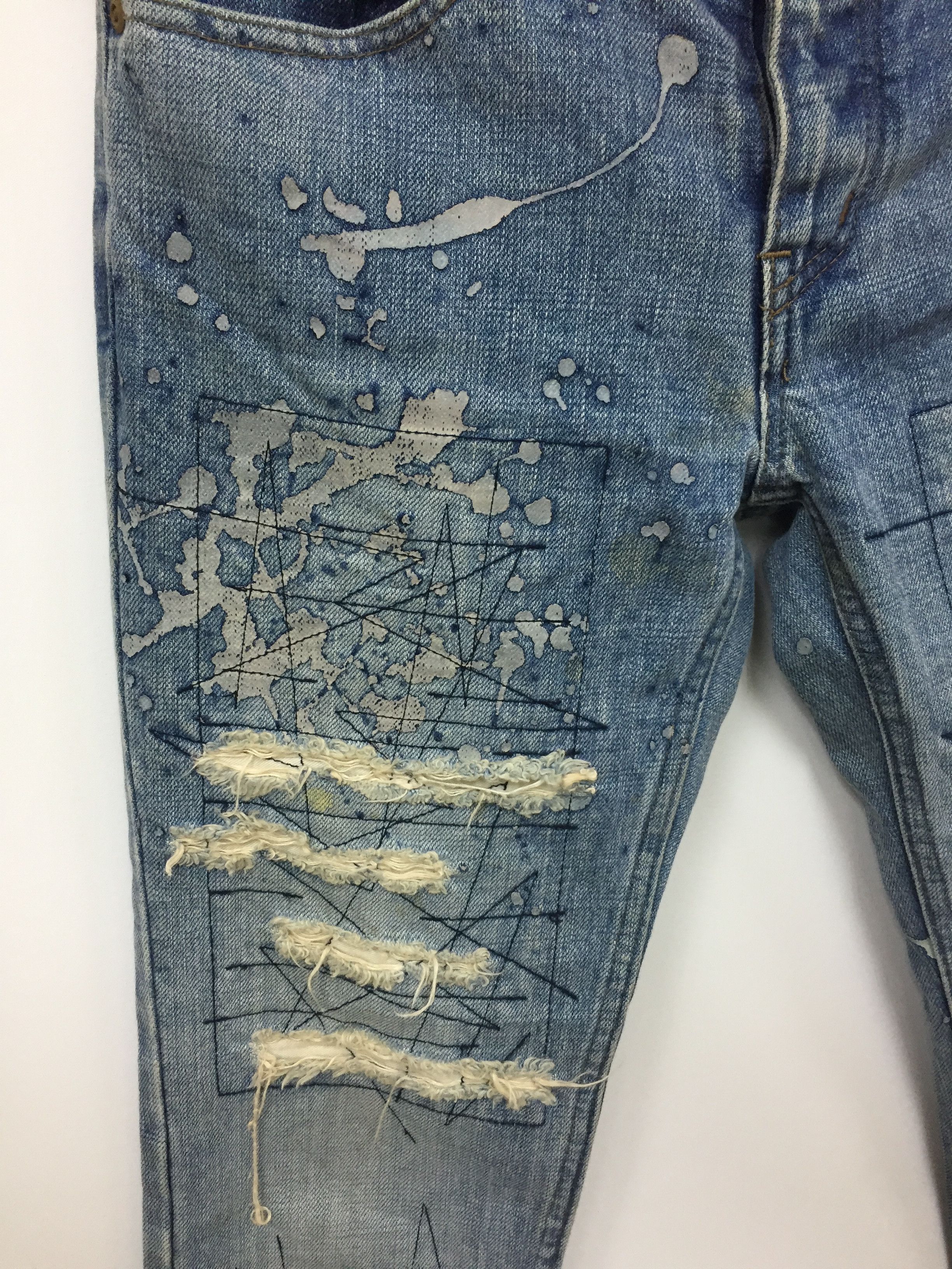 Hysteric Glamour Vtg HYSTERIC GLAMOUR Distressed flare Paint Splatter denim Size 30" / US 8 / IT 44 - 6 Thumbnail