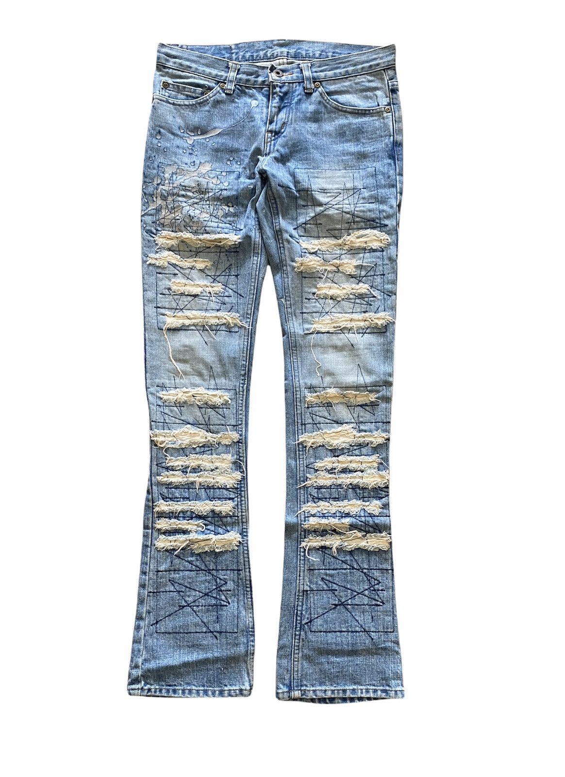 Hysteric Glamour Vtg HYSTERIC GLAMOUR Distressed flare Paint Splatter denim Size 30" / US 8 / IT 44 - 1 Thumbnail