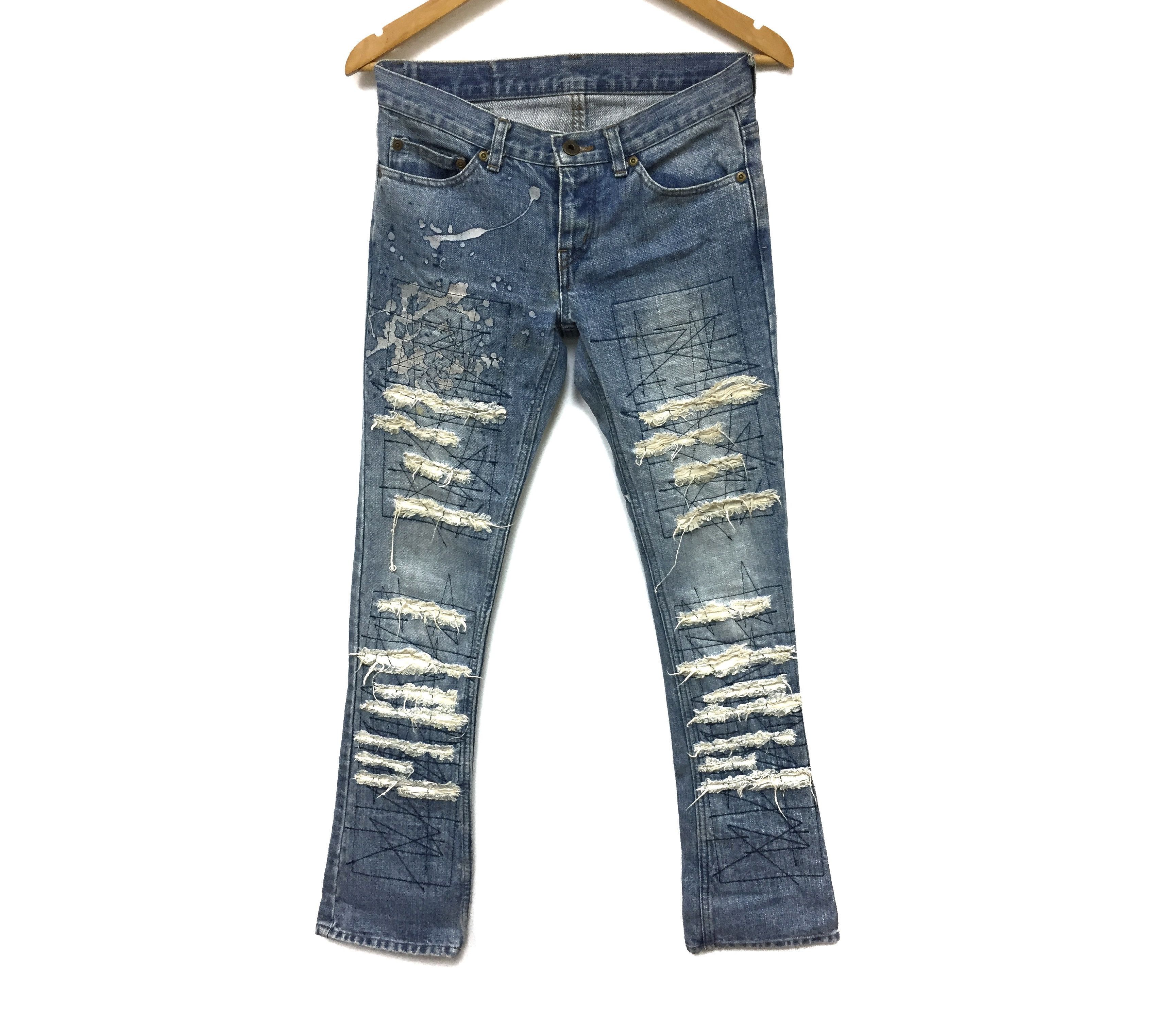 Hysteric Glamour Vtg HYSTERIC GLAMOUR Distressed flare Paint Splatter denim Size 30" / US 8 / IT 44 - 3 Thumbnail
