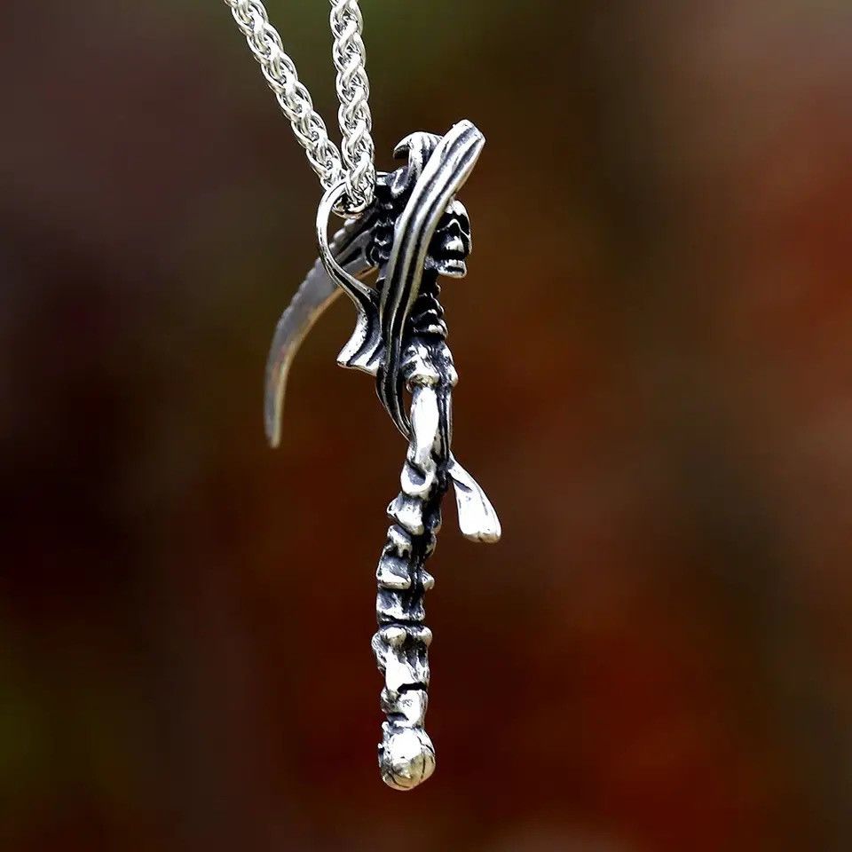 Jewelry Sickle Skull Skeleton Pendant Necklaces Size ONE SIZE - 4 Thumbnail