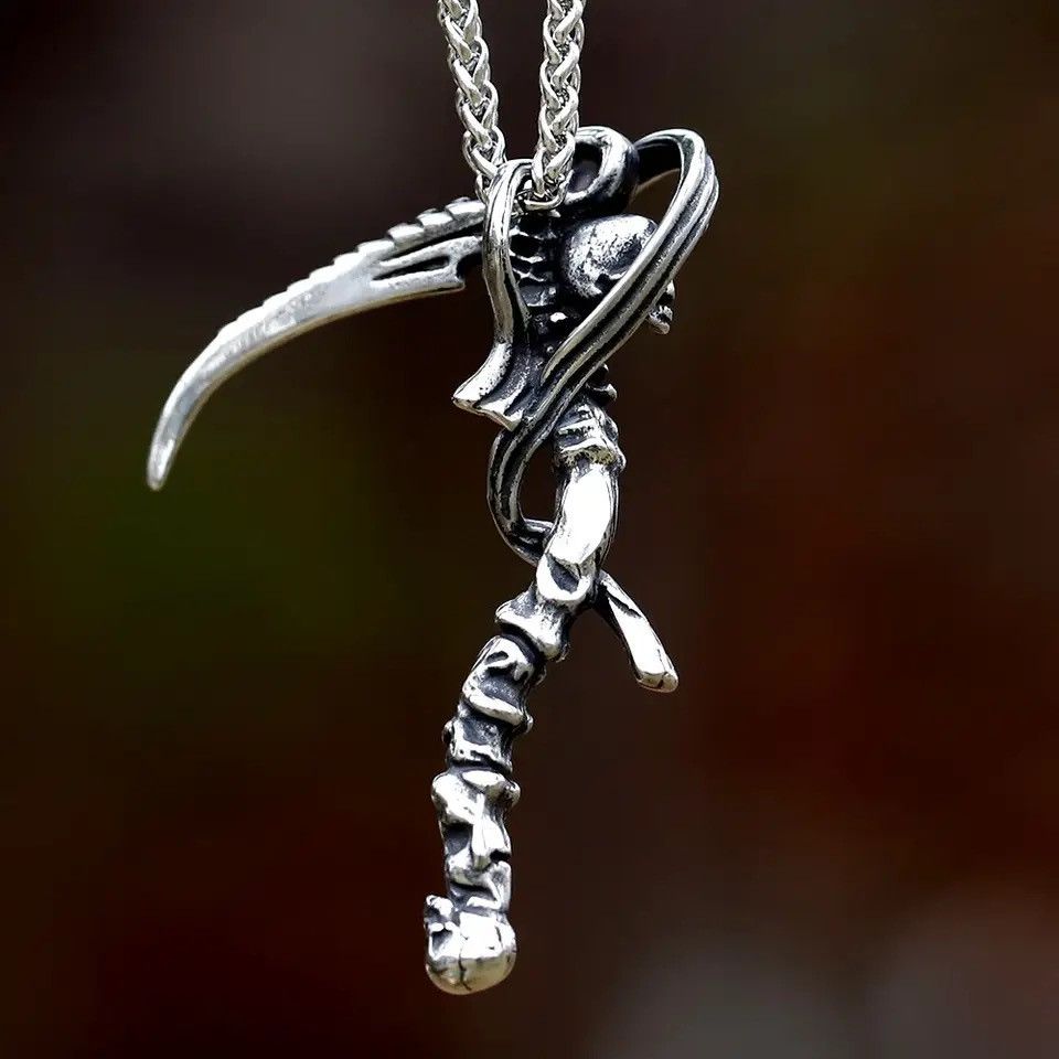 Jewelry Sickle Skull Skeleton Pendant Necklaces Size ONE SIZE - 3 Thumbnail